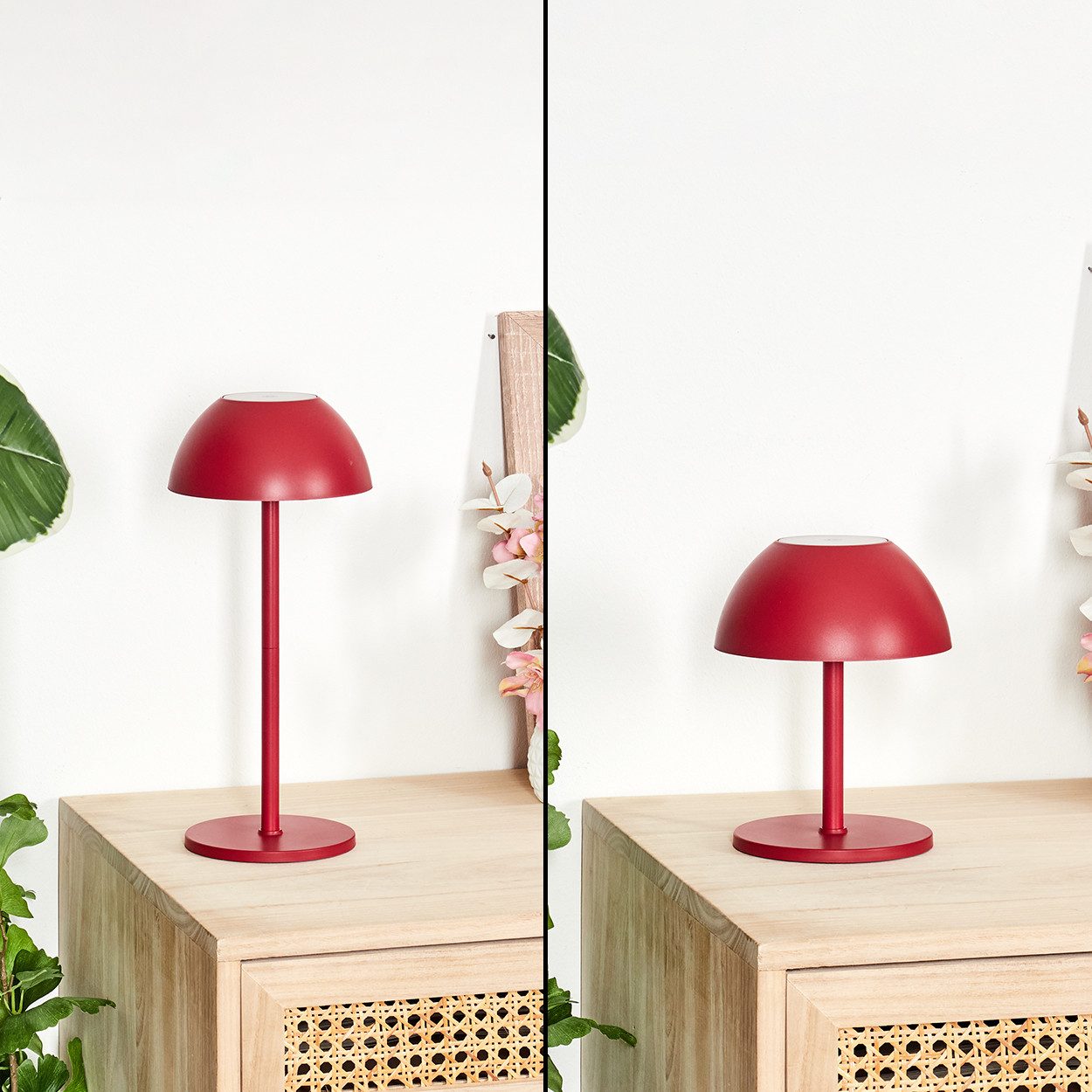 hofstein Tischleuchte Tischlampe aus Metall/Kunststoff in Rot/Weiß, dimmbare Tischleuchte mit Akku, Touchdimmer, Memoryfunktion, IP54