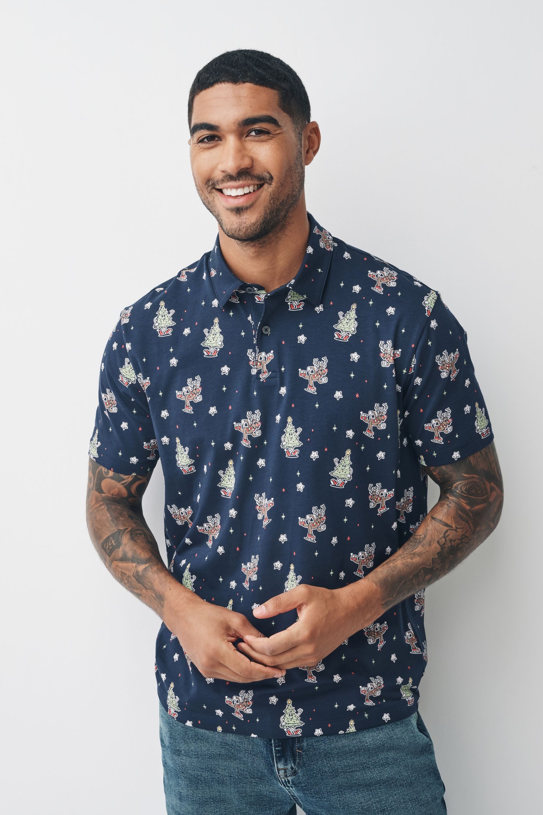Next Poloshirt Weihnachtliches Polohemd (1-tlg)