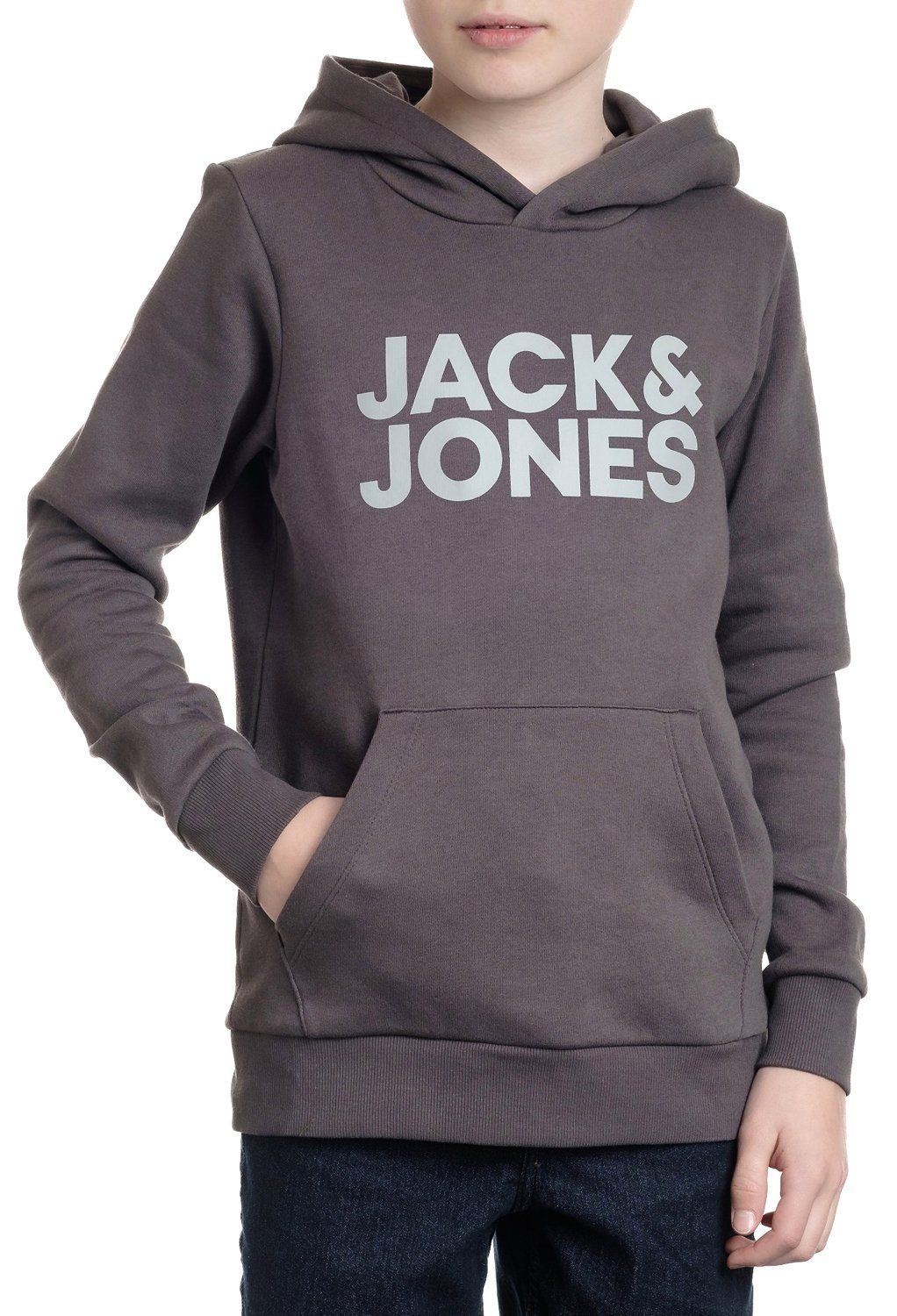 Jack & Jones Junior Kapuzenpullover Unifarbe Asphalt-Grey