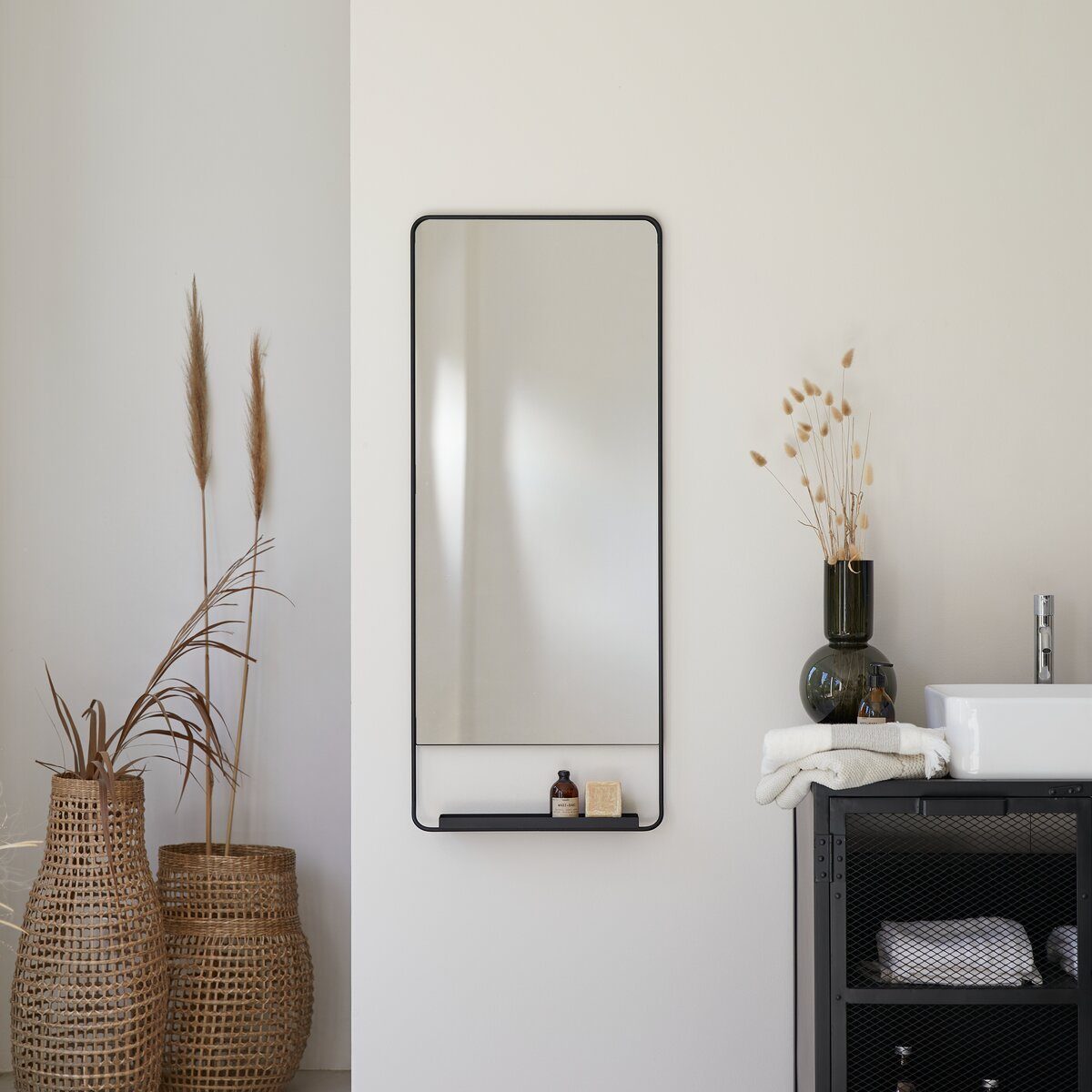 Tikamoon Spiegel Spiegel Wandspiegel rechteckig schwarz 110x45 cm n