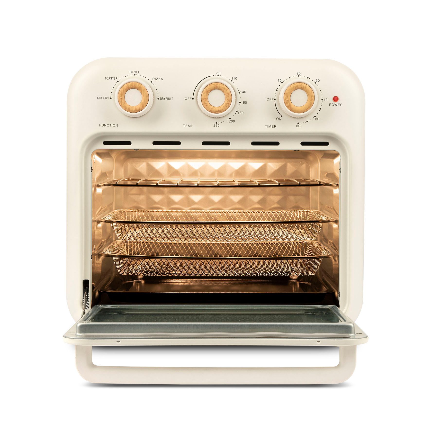 Girmi Heißluftfritteuse FG2901 Ecofrit FG29, 22 Liter, Maxi-Lüfter, bis 230°C, 1630 W, 5 Programme, Innenbeleuchtung, Rezeptbuch, Zubehör