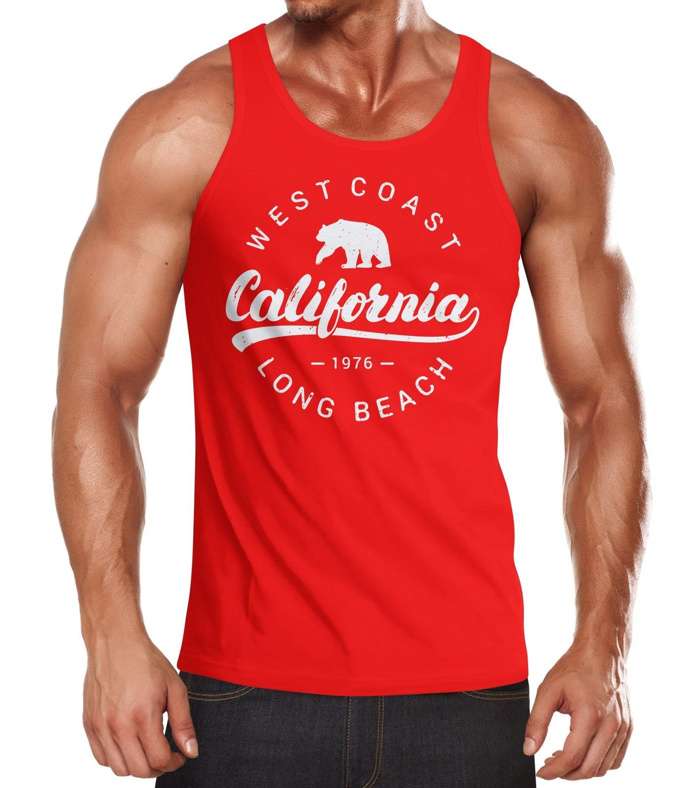 Neverless Tanktop Herren Tank-Top California Republic Muskelshirt Muscle Shirt mit Print
