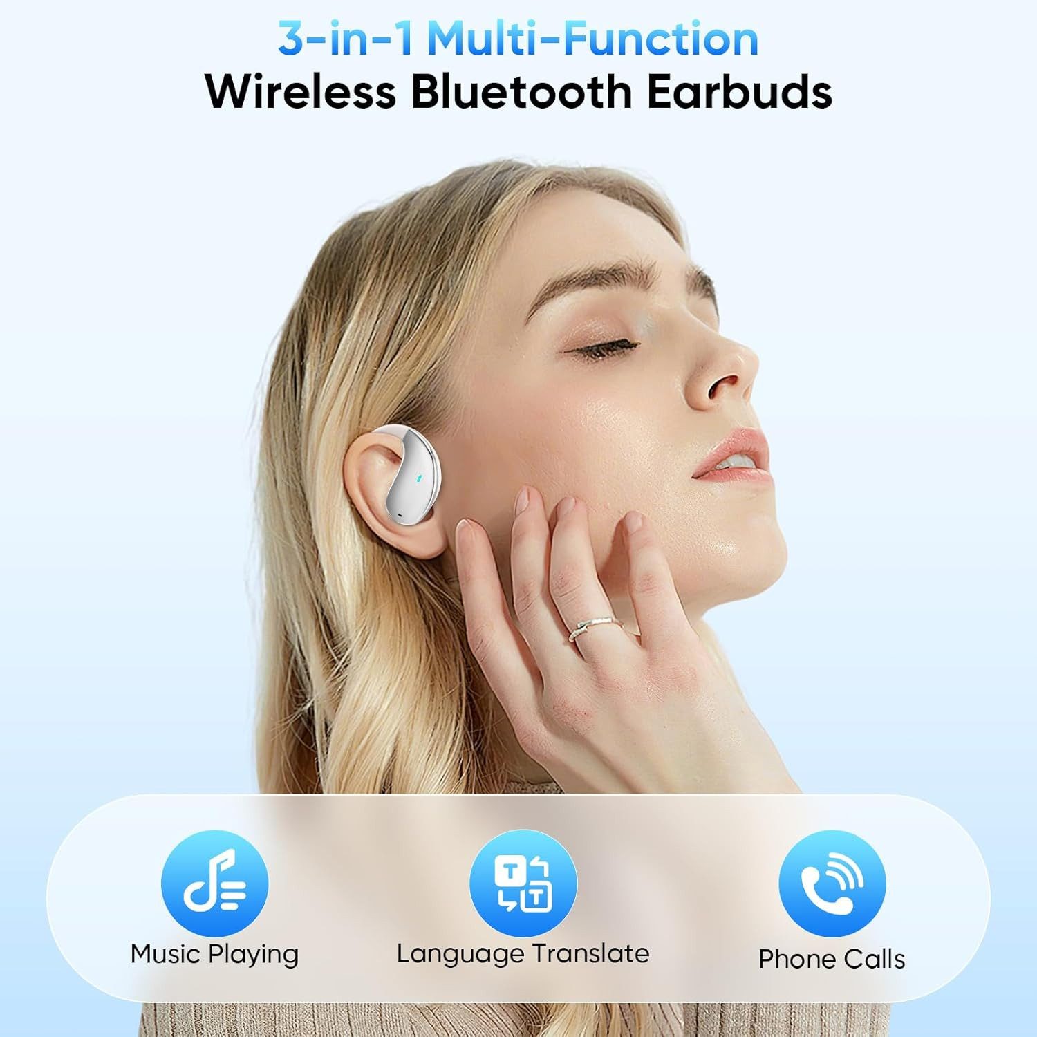 Forrlite In Ear Ohrhörer, Sprachübersetzer Kopfhörer AI Übersetzungskopfhörer Open-Ear-Kopfhörer (3-in-1 Sprachübersetzer Kopfhörer, Bluetooth 5.4 Sport-Kopfhörer, für Übung, Büro und Langzeitgebrauc, Bluetooth Kopfhörer)