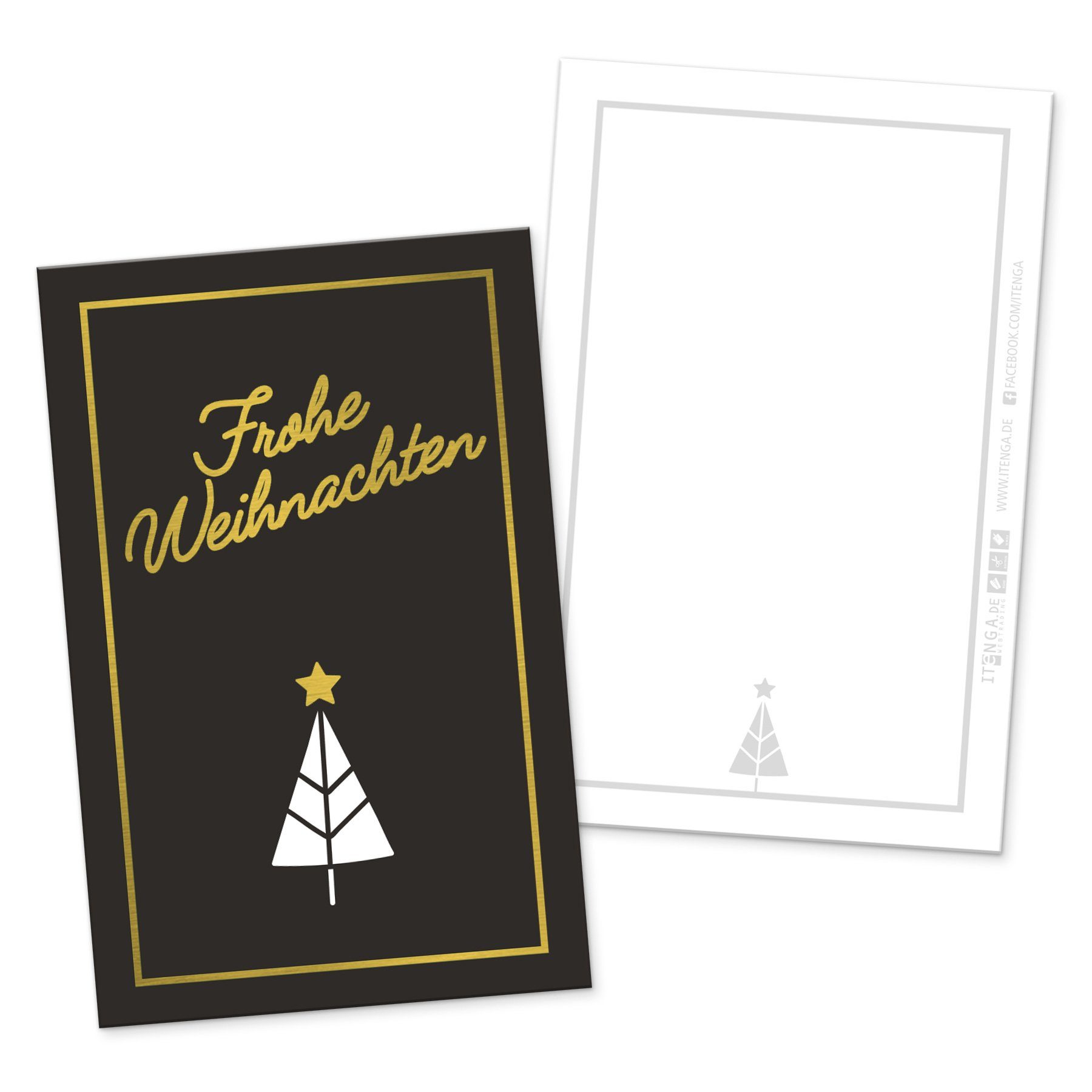 itenga Grußkarten itenga 24 x Geschenkekarten Frohe Weihnachten schwarz weiß gold in Vis