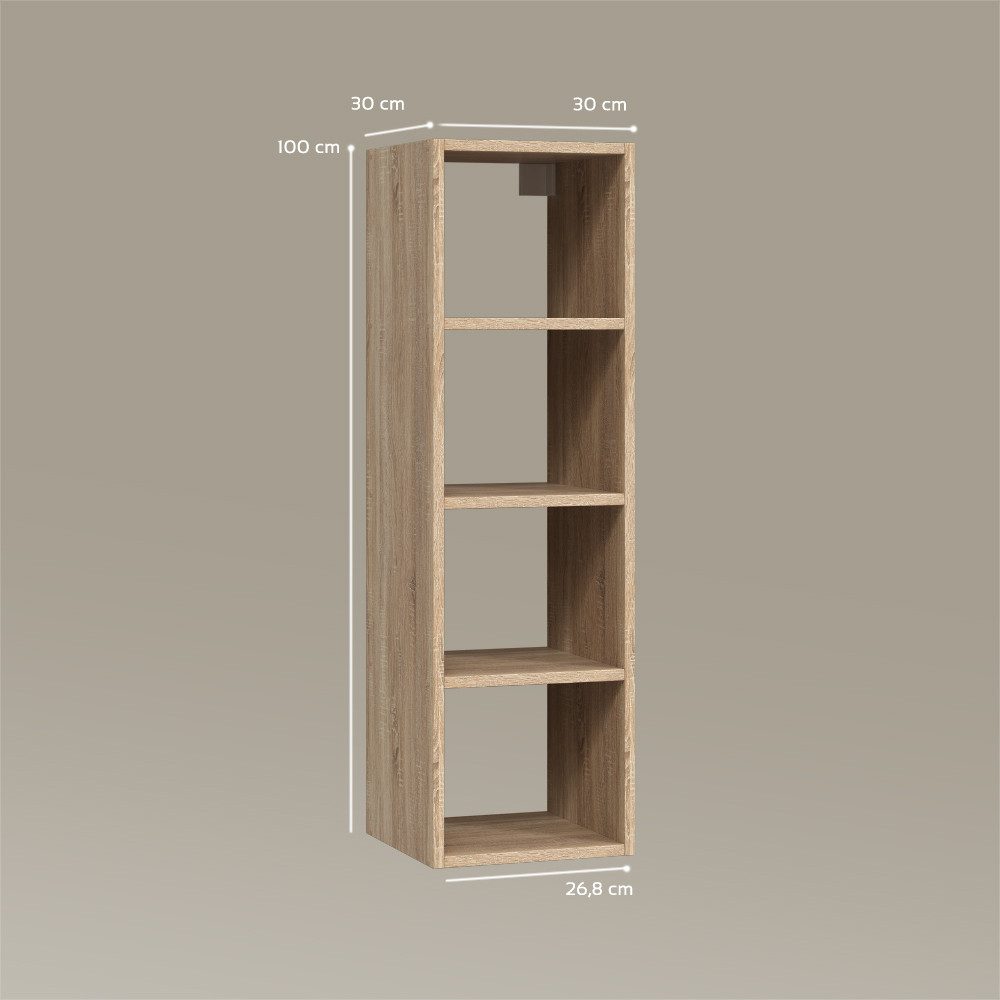Livinity® Bücherregal Piave, Sonoma, 30 x 100 cm mit 4 offene Ablagen, 1-tlg.