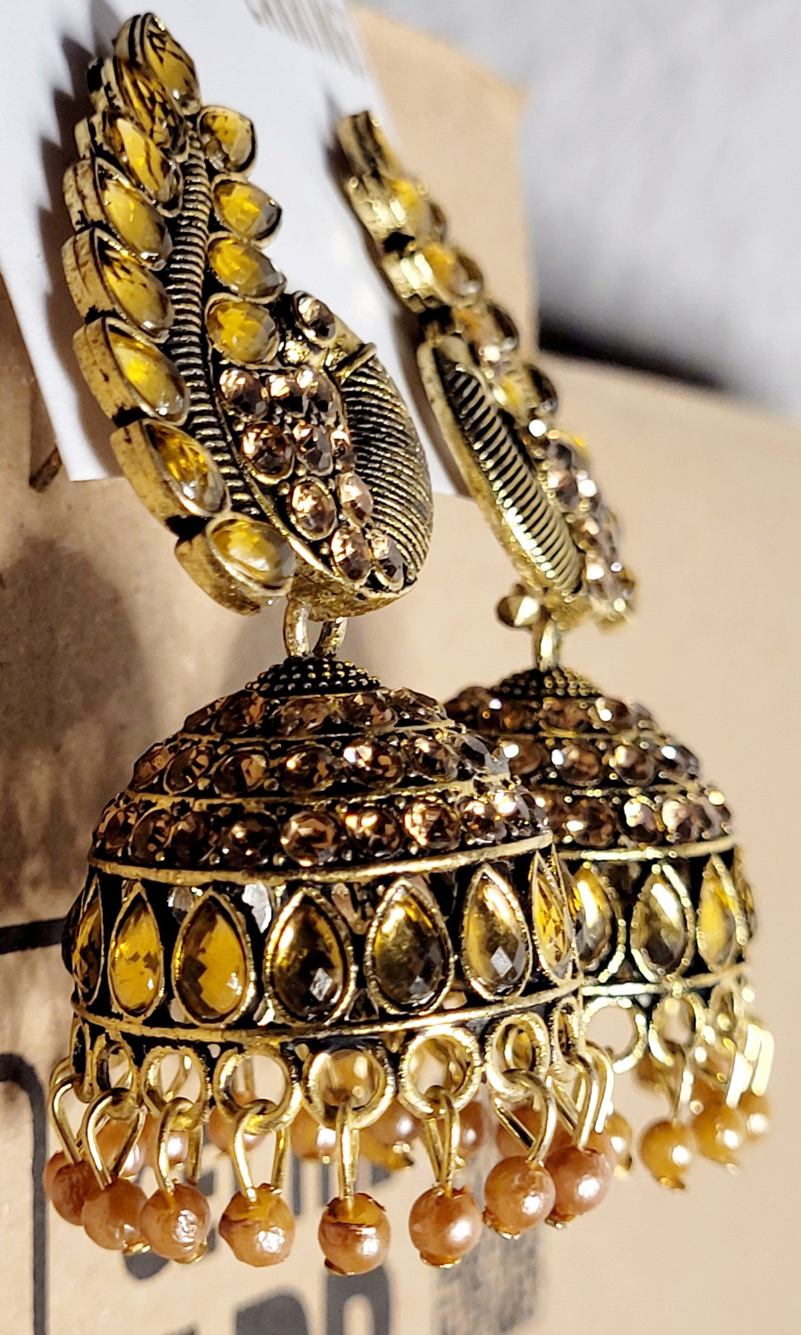 PfauGermany Paar Ohrhänger Golden PFAU BEADS (2-tlg)