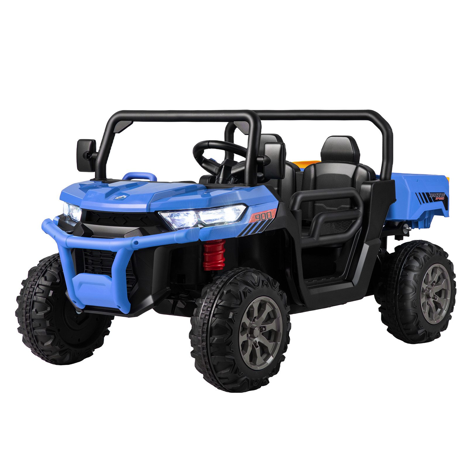 COSTWAY Elektro-Kinderauto 12V Kinderquad, 2 Sitzer Elektroauto, mit Musik, Hupe, 3-8 km/h