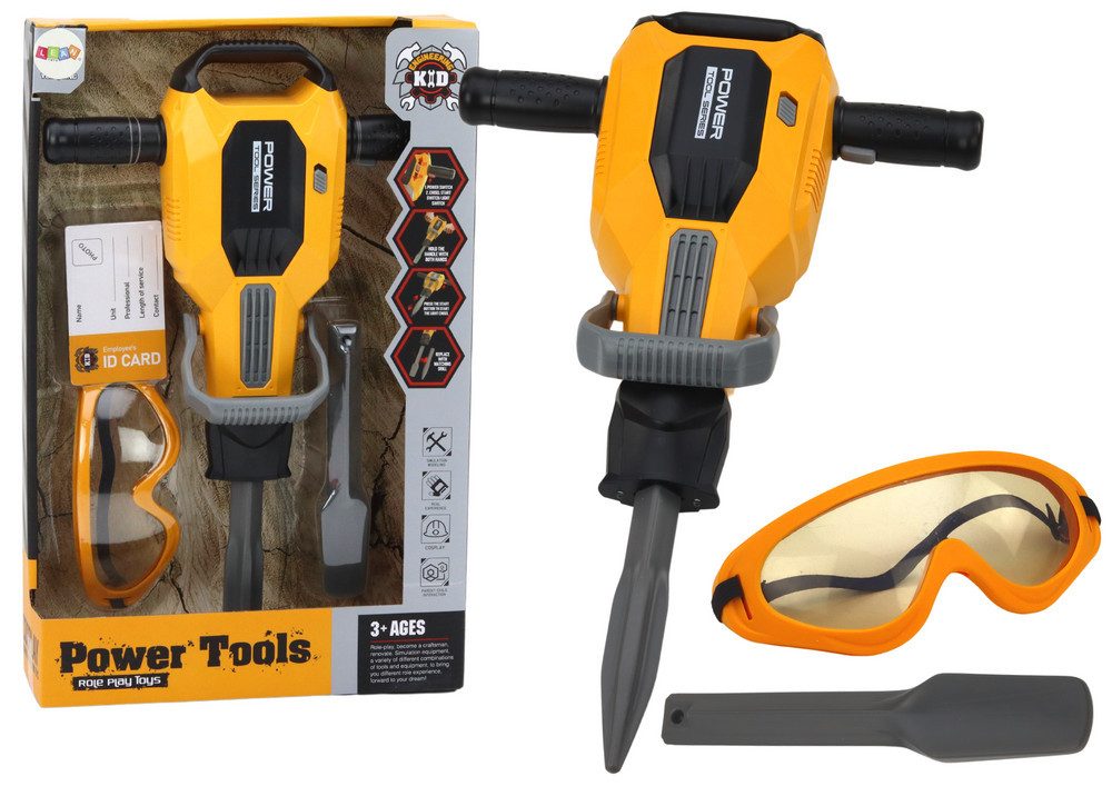 LEAN Toys Kinder-Werkzeug-Set Spielzeug Drucklufthammer Schutzbrille Werkzeug Sounds Lichteffekte
