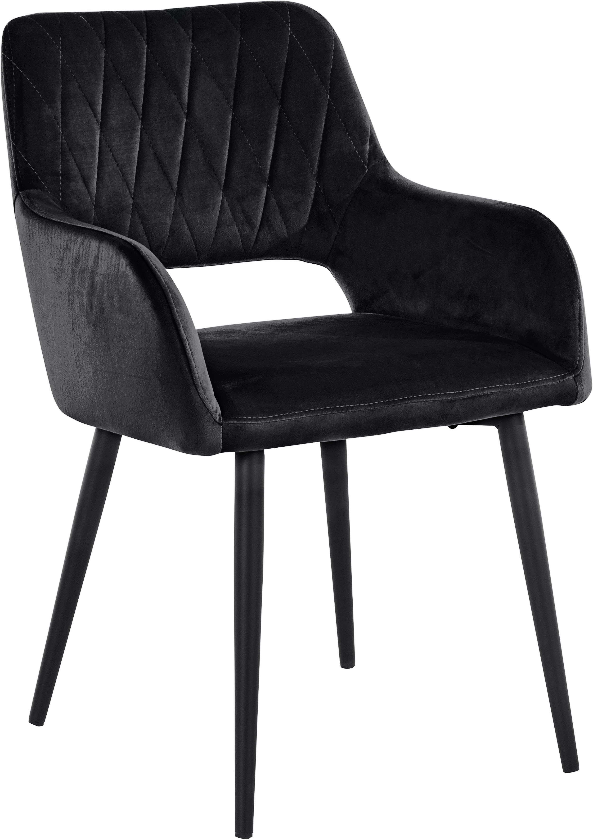 Leonique Esszimmerstuhl Franca (Set, 2 St), Sitz in Samtvelours, Rückenlehne mit Rautensteppung, Sitzhöhe 48 cm