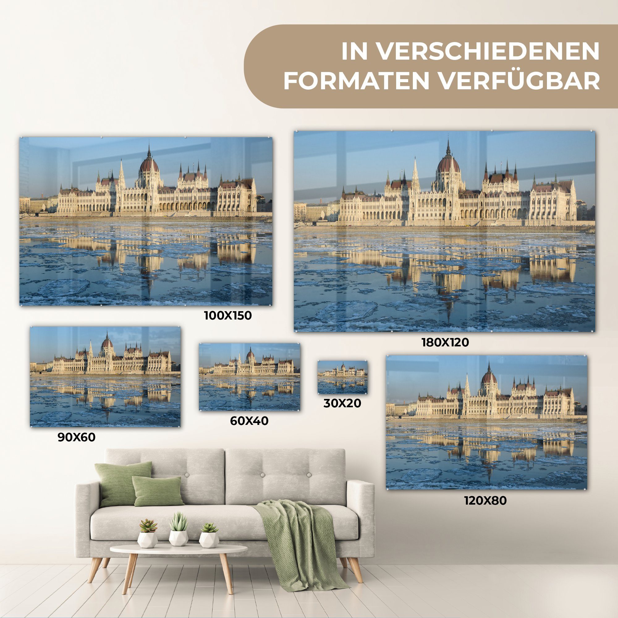 (1 Das Parlamentsgebäude europäischen Acrylglasbild Wohnzimmer St), & Schlafzimmer MuchoWow ungarische im Budapest, Acrylglasbilder