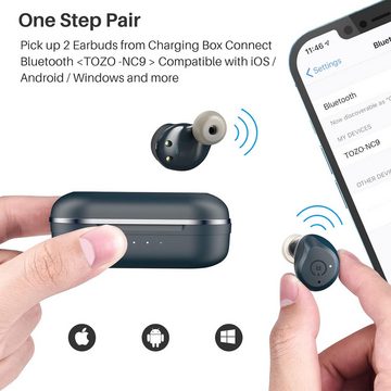 TOZO NC9 Bluetooth 5.3 Mit Hybrid Active Noise Cancellation In-Ear-Kopfhörer (Kabellose Ohrhörer mit transparentem Modus für bewusstes Eintauchen in Umgebungsgeräusche., Stereo In-Ear Headphones mit Immersive Sound, 3 Microphones)