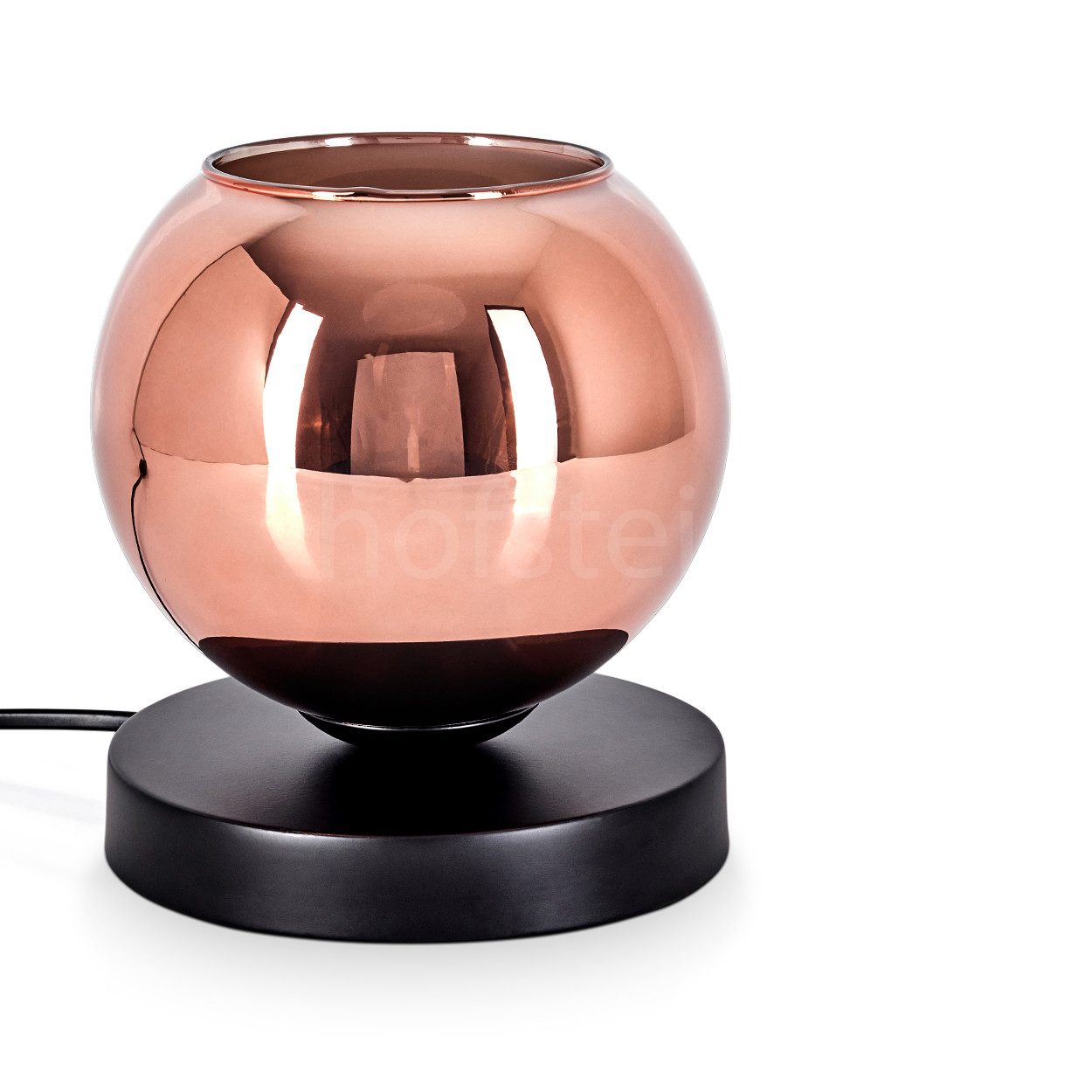 Tischleuchte Tischlampe aus Metall/Glas in Schwarz/Kupferfarben