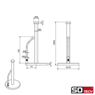 SO-TECH® Küchenrollenhalter Höhe 34 cm, stehend, mit Fixierarm, Edelstahl gebürstet