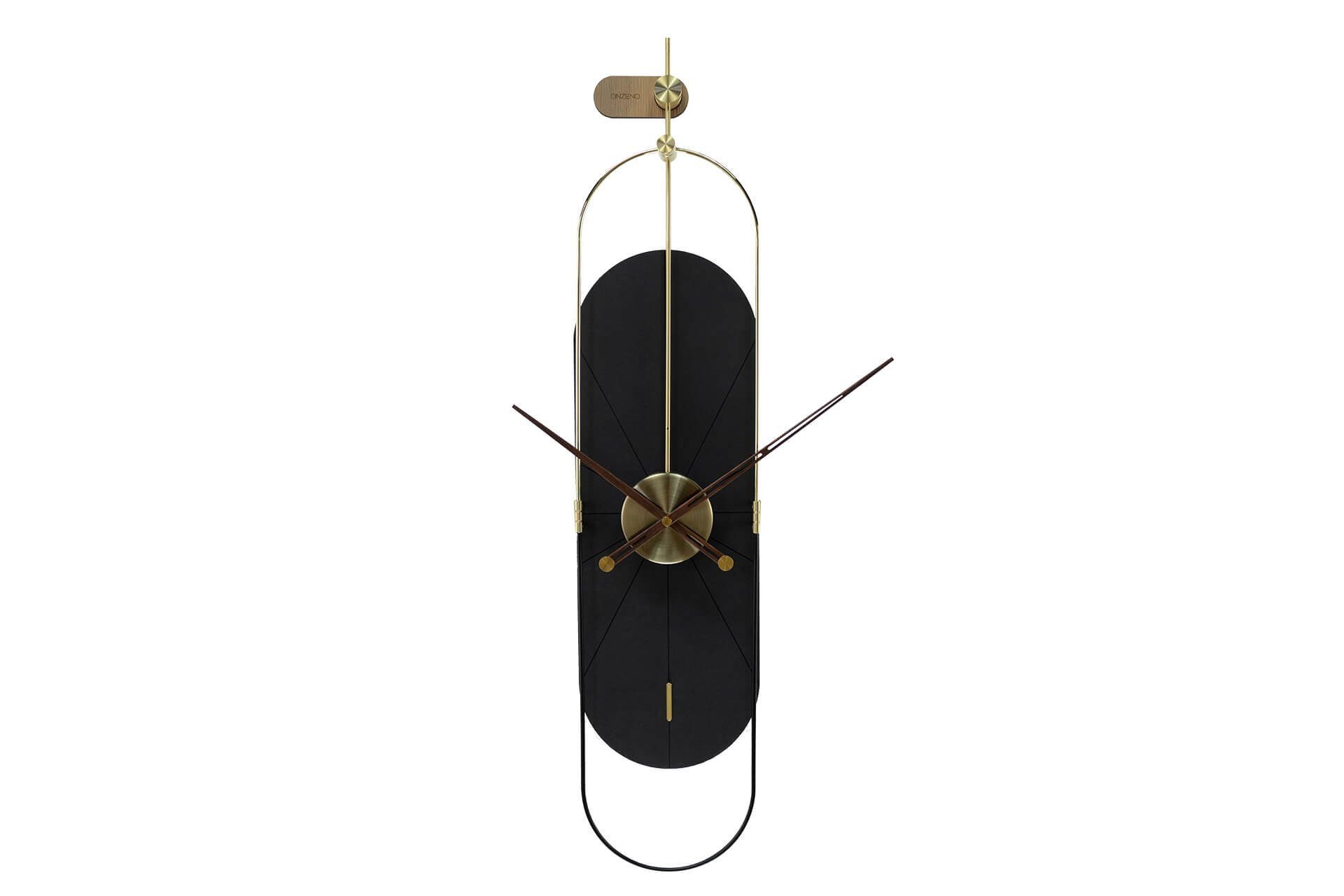 ONZENO Wanduhr THE BLACK PLANET. 20x90x1.8 cm (handgefertigte Design-Uhr)