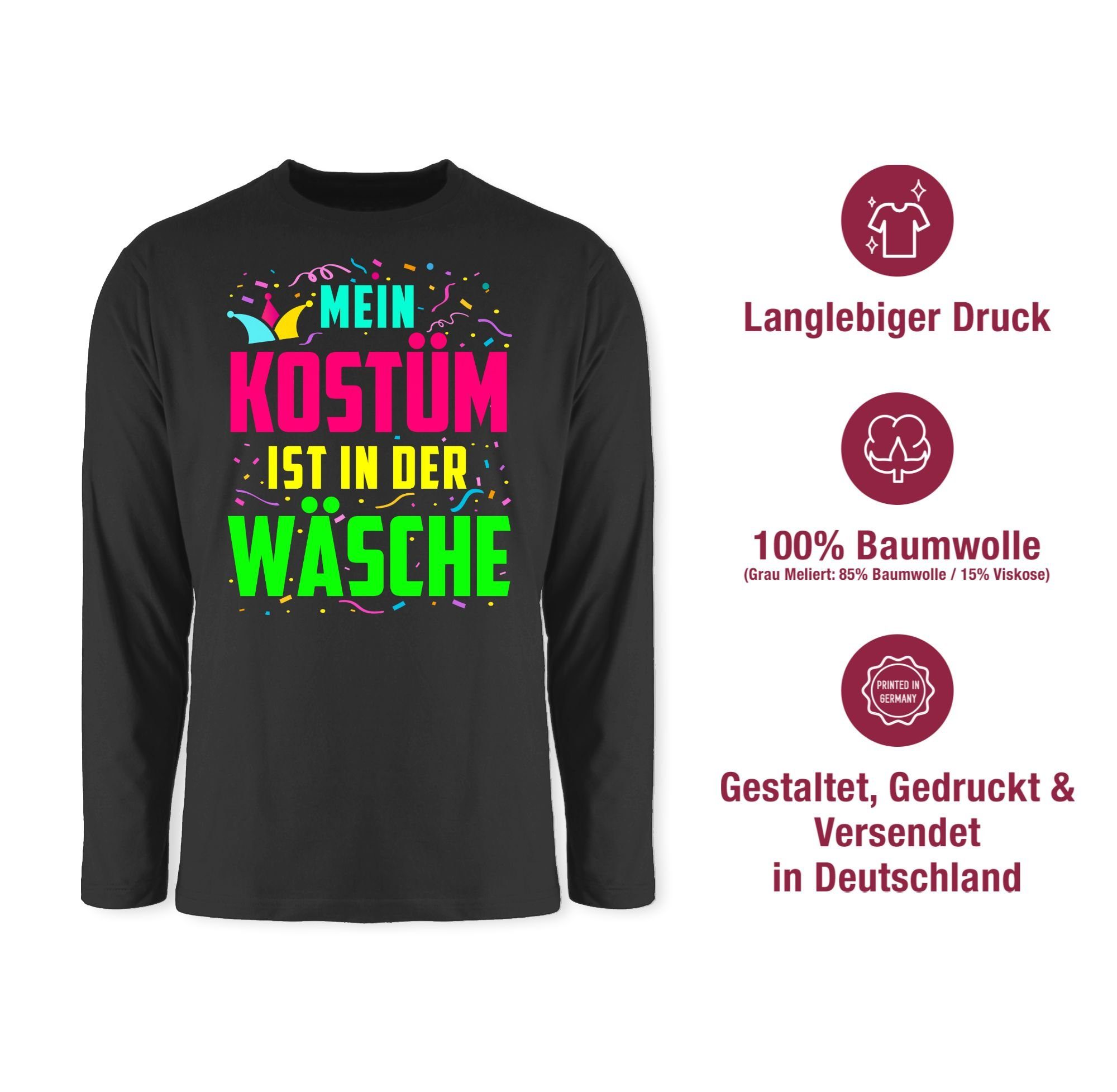 Shirtracer Rundhalsshirt Mein zu ist der Fasching 3 in Wäsche Karneval Kostüm Schwarz &