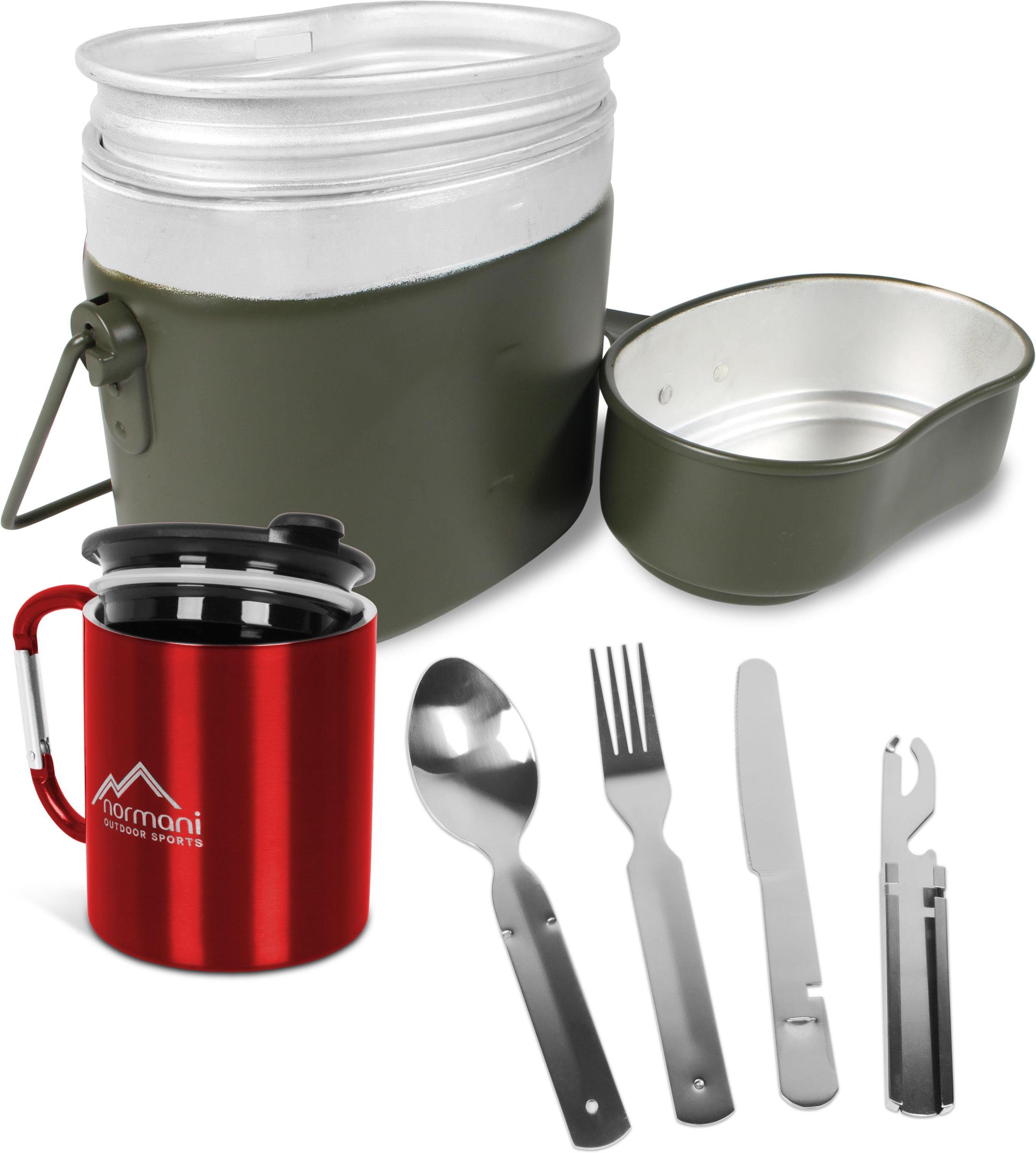 normani Geschirr-Set Bundeswehr Essgeschirrset Camping Kochgeschirr (4-tlg), 1 Personen, Edelstahl, Camping Geschirr Essgeschirr Outdoor Besteck Kochgeschirr - 500ml - Rostfrei und Lebensmittelecht