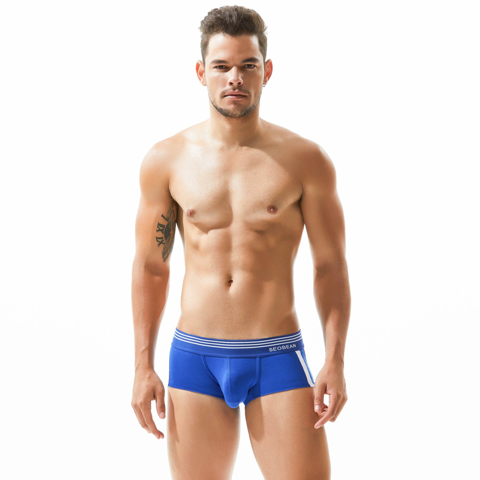 BEEMEN Boxershorts Baumwolle Herren Boxershort Classic Low Rise Trunks Hellblau