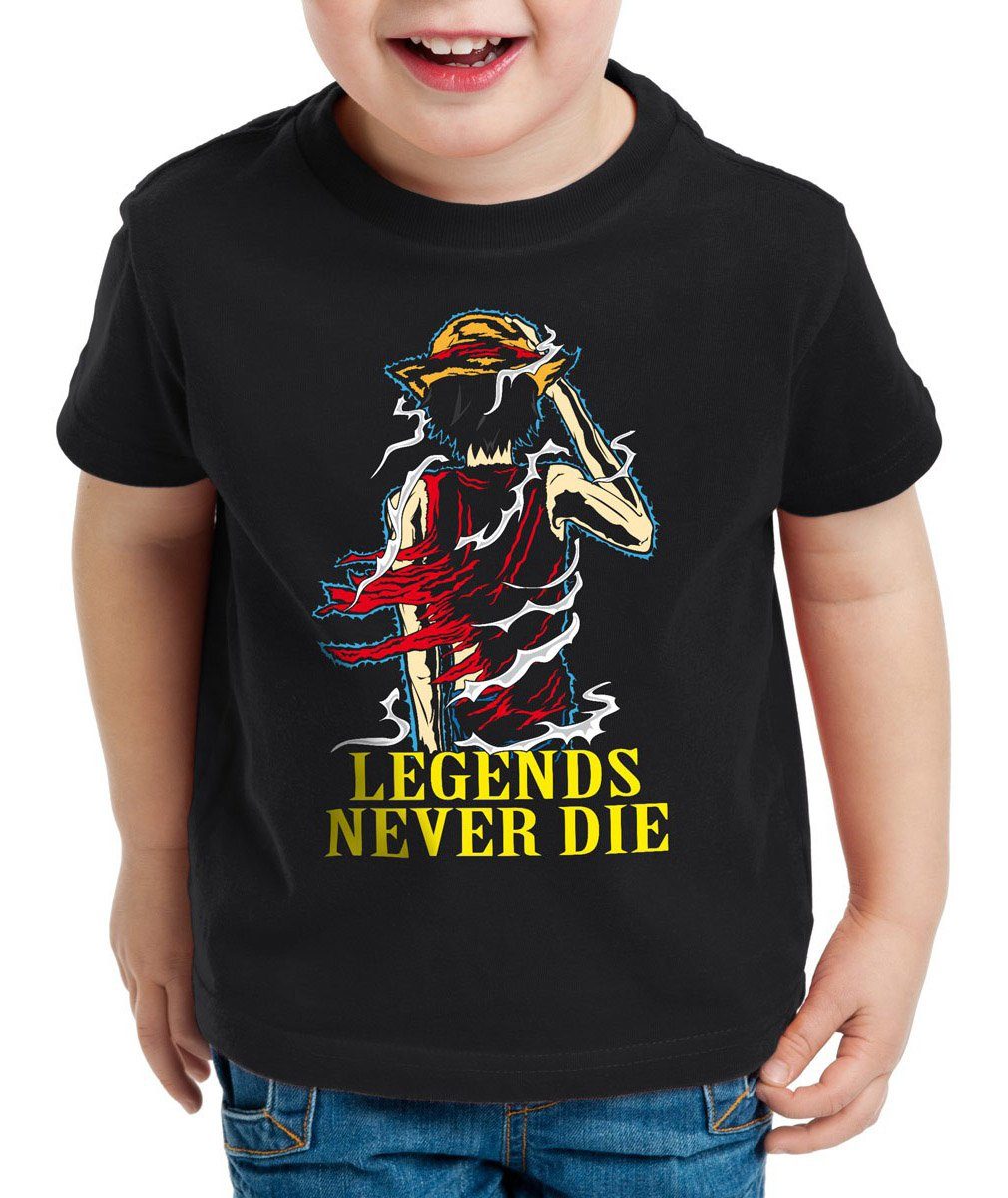 style3 T-Shirt Legends Never Die Luffy Ruffy One Monkey Anime Zoro Piece Piraten