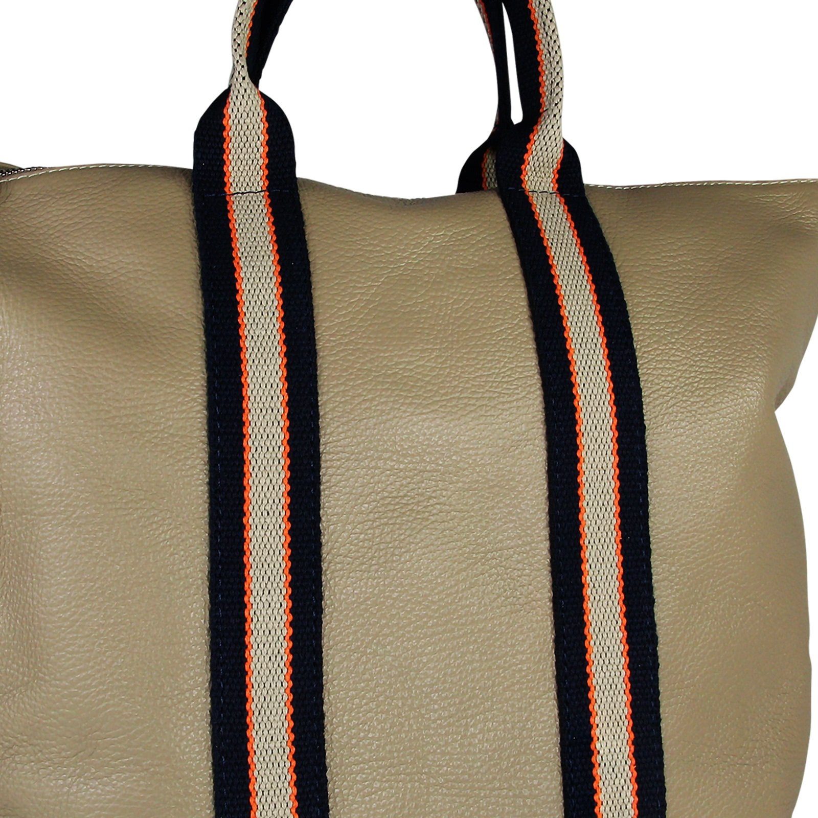 Toscanto Cityrucksack Toscanto Damen Cityrucksack Leder Canvas, Damen Cityrucksack Leder, Canvas, taupe, blau, beige, Größe ca. 43cm