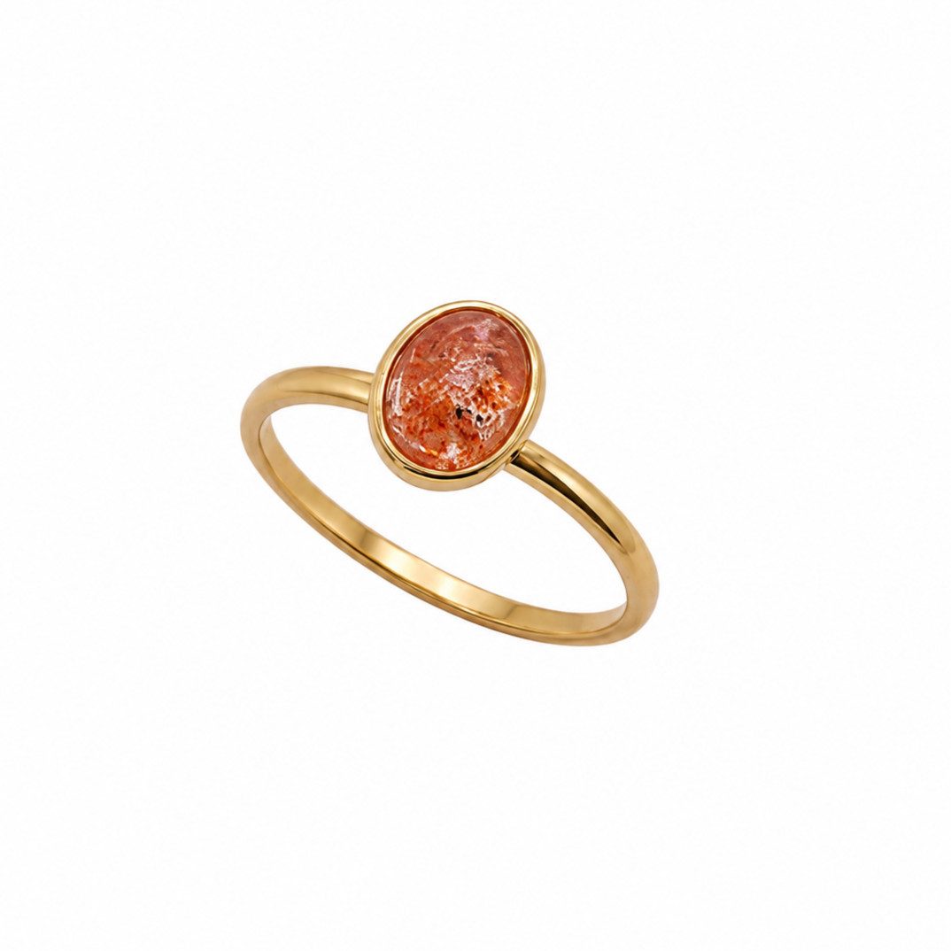 Sogni d'oro Fingerring "Goldschimmer" mit Sonnenstein, Silber 925 vergoldet