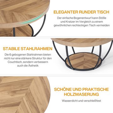 Tribesigns Couchtisch Tribesigns Runde Couchtisch, Industrial 2-Tier-Kreis Couchtisch