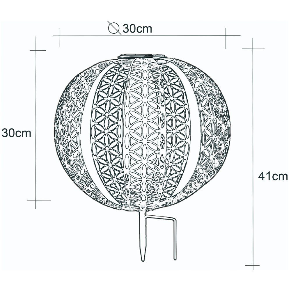 silber Garten Solarkugel verbaut, LED den für Globo Metall Warmweiß, Kugel Solarlampe LED-Leuchtmittel Solarleuchten Gartenleuchte, fest