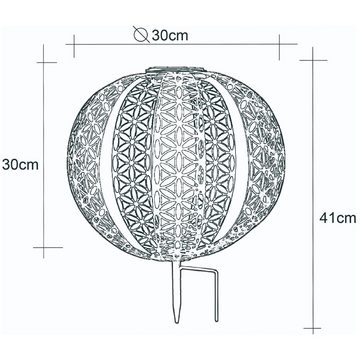 Globo LED Gartenleuchte, LED-Leuchtmittel fest verbaut, Warmweiß, Solarkugel Metall silber Kugel Solarleuchten für den Garten Solarlampe