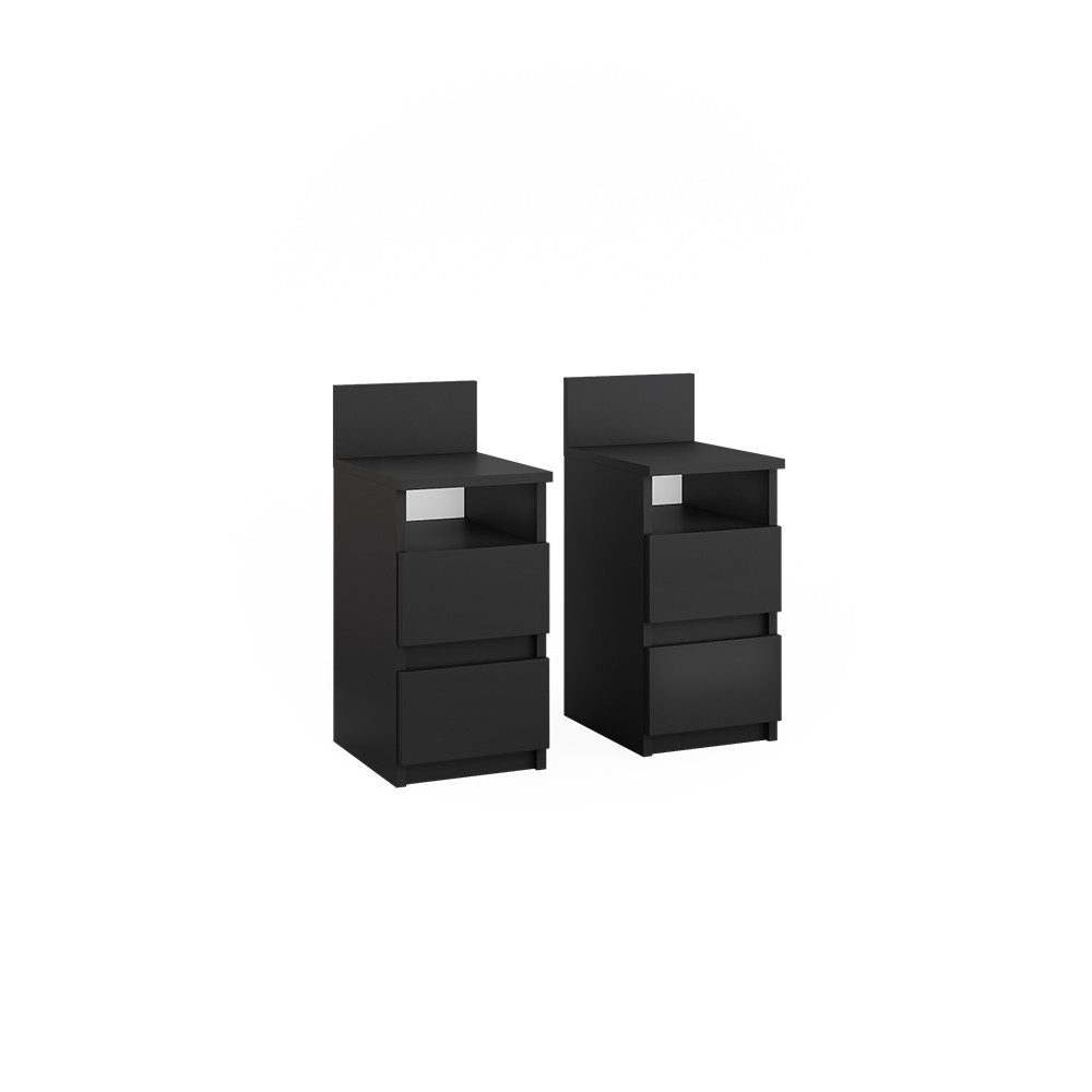 Nachtschrank Monty, Schwarz, 25 x 59.1 cm 2er Set