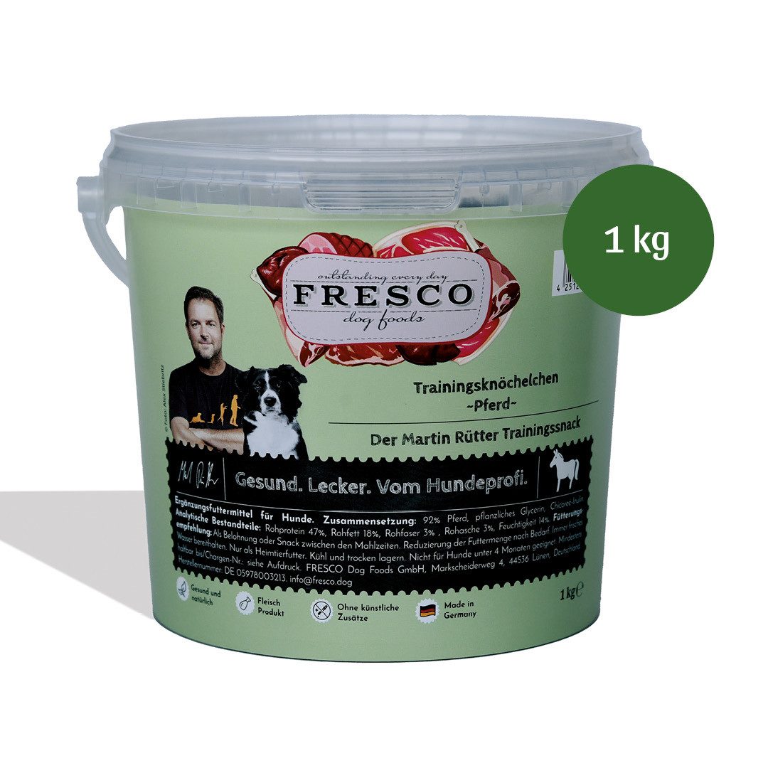 Fresco Dog Martin Rütter Trainingsknöchelchen 1kg, Hunde Leckerli Pferd, Snack für: Hunde, Hypoallergen, getreidefrei & zuckerfrei