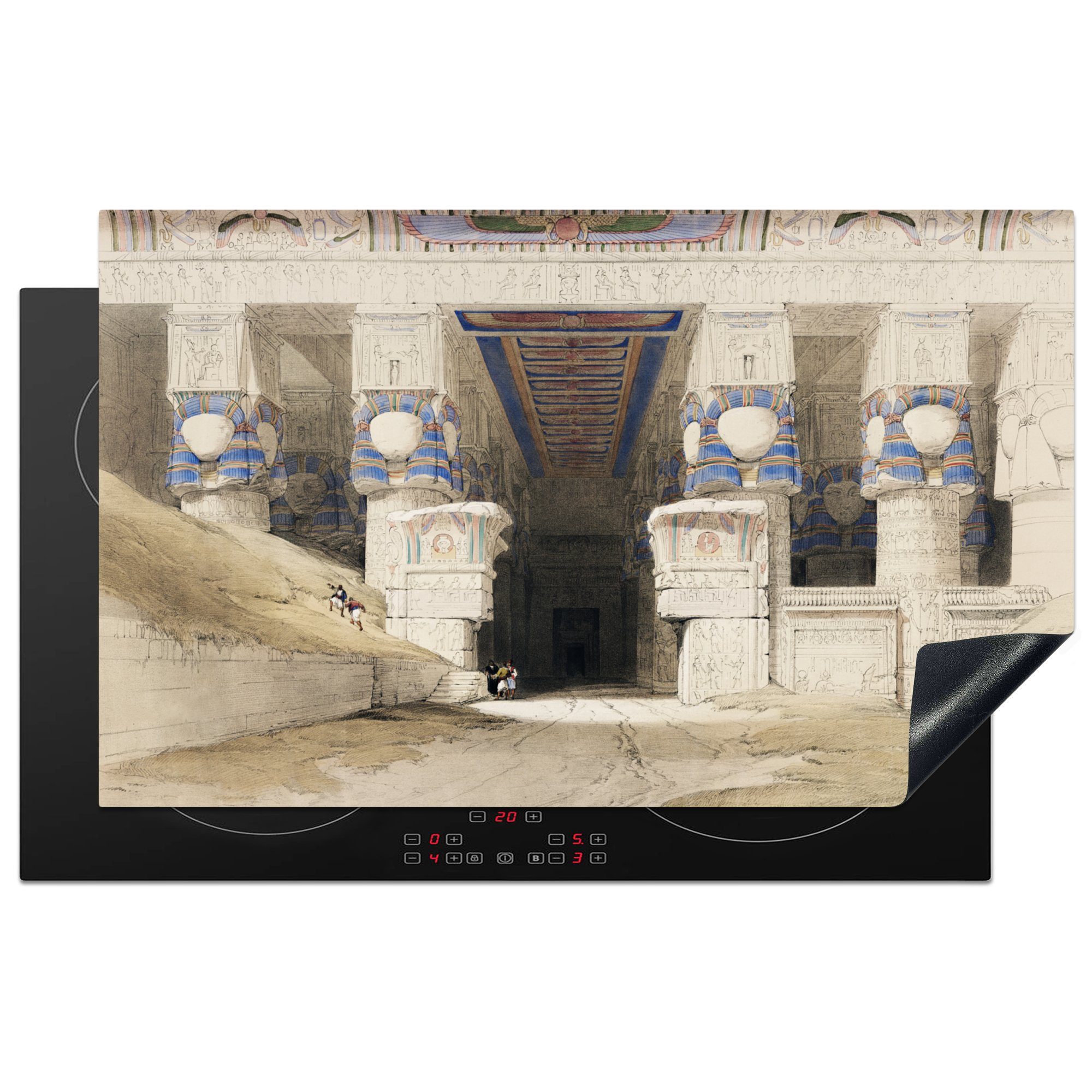 eine Vinyl, MuchoWow Tempelanlagen (1 - Robert, cm, ist Dendera 83x51 Herdblende-/Abdeckplatte küche Arbeitsplatte ägyptischen Ceranfeldabdeckung, jüngsten David für der tlg),