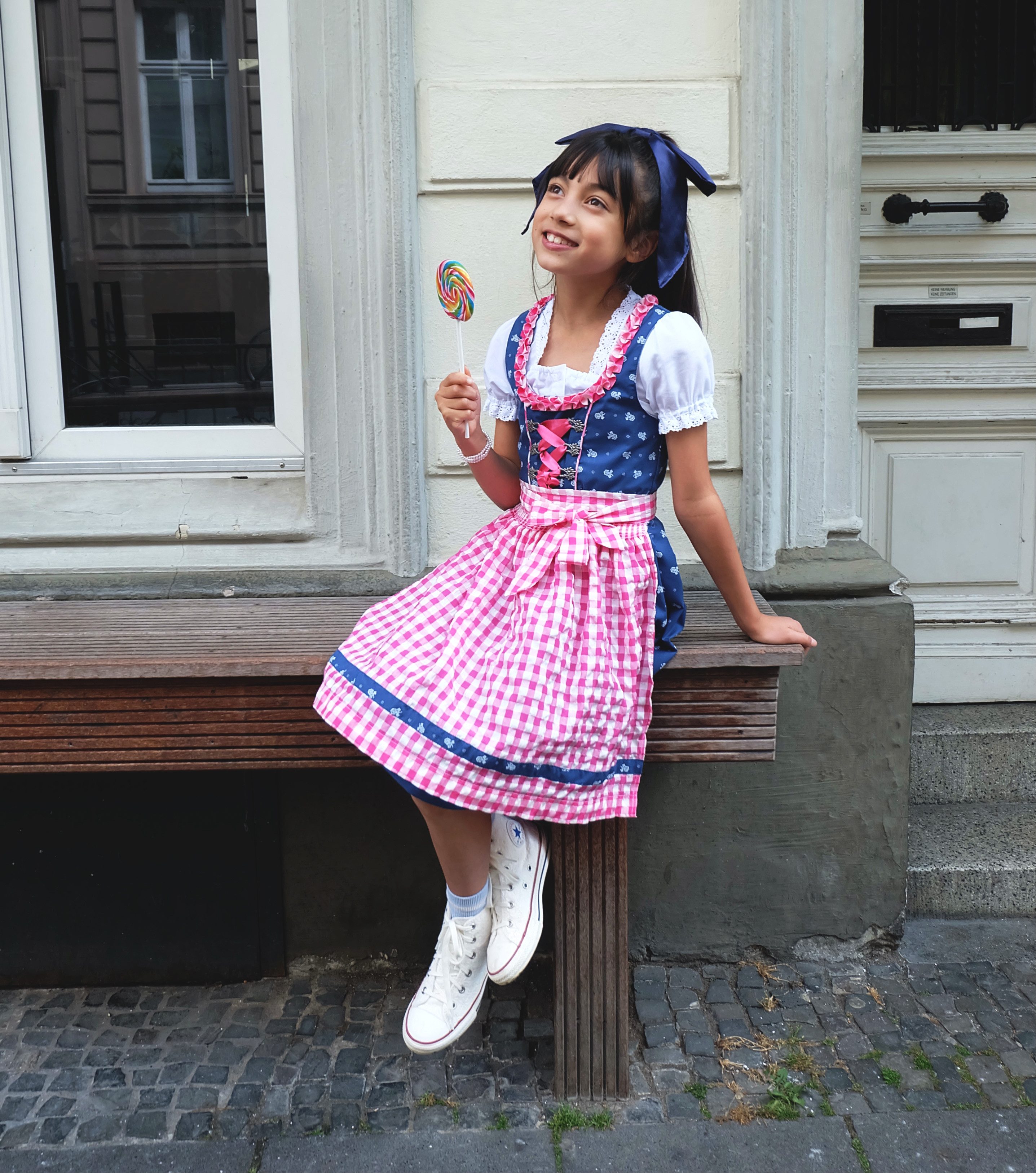 Ramona Lippert Dirndl Kinderdirndl Florence 3-tlg Trachtenkleid Kind Mädchen blau pink