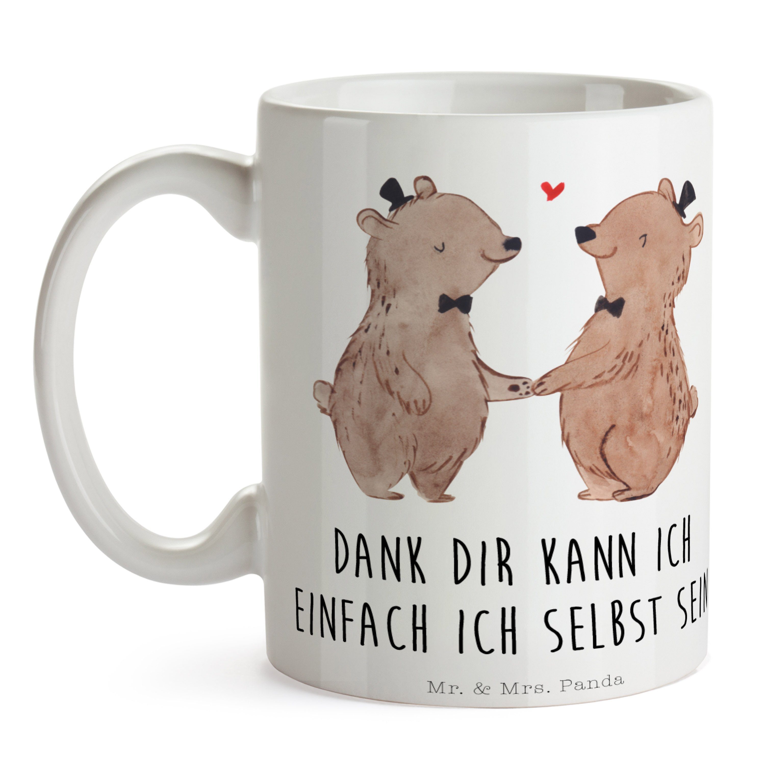 Mr. & Mrs. Panda Tasse Pride - Weiß Keramik Keramiktas, Pärchen Porzellantasse, Bären Geschenk, - Gay