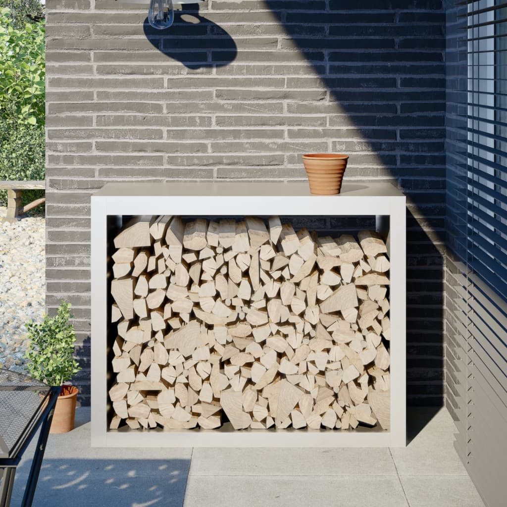 vidaXL Kaminholzregal Brennholzregal Weiß 100x40x80 cm Stahl