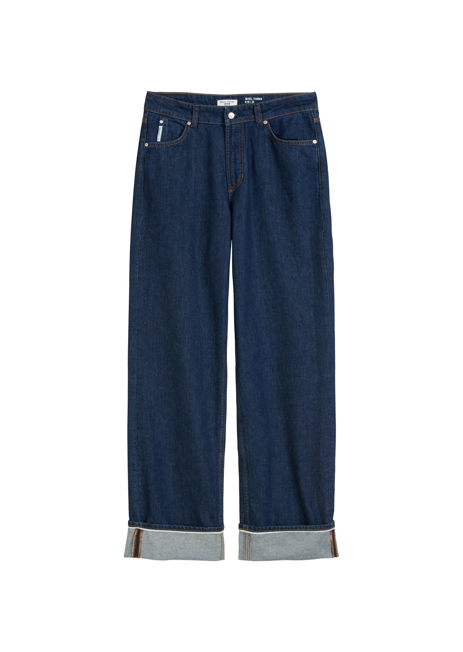 Marc O'Polo DENIM Weite Jeans aus dunkelblauem Rigid Denim