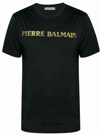 Balmain T-Shirt PIERRE BALMAIN MENS ICONIC TOP LOGOSHIRT GOLD LOGO SHIRT KURZARM T-SHI