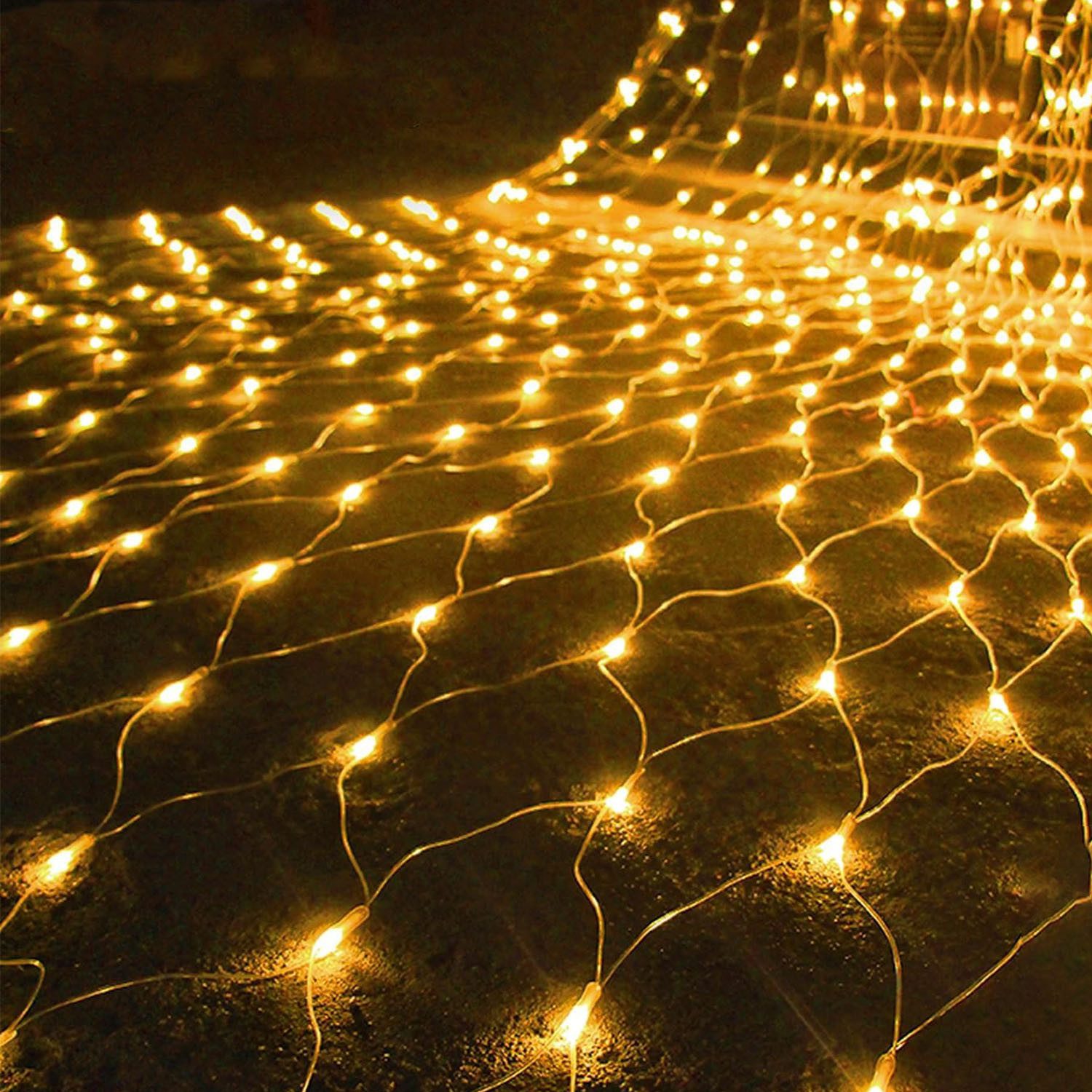 Merry 2024 LED-Lichternetz LED Lichterkette Dekolicht,Weihnachtsbeleuchtung,LED Vorhang Licht, 8 Modi,1.5x1.5M/2x2M/2x3M/4x6M,für Halloween,Party,Fensterdeko