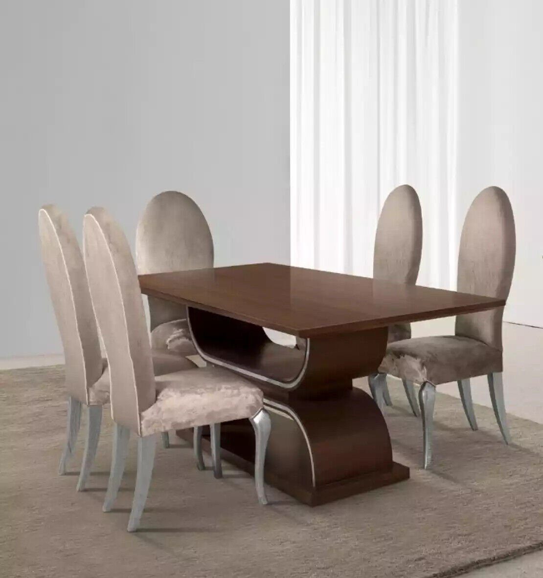 JVmoebel Esszimmer-Set Komplett Set Esstisch Italy 6x Tisch (7-St., Esstisch 7tlg, + Holz Stühle Made Stühle), Esszimmer 6х in Set