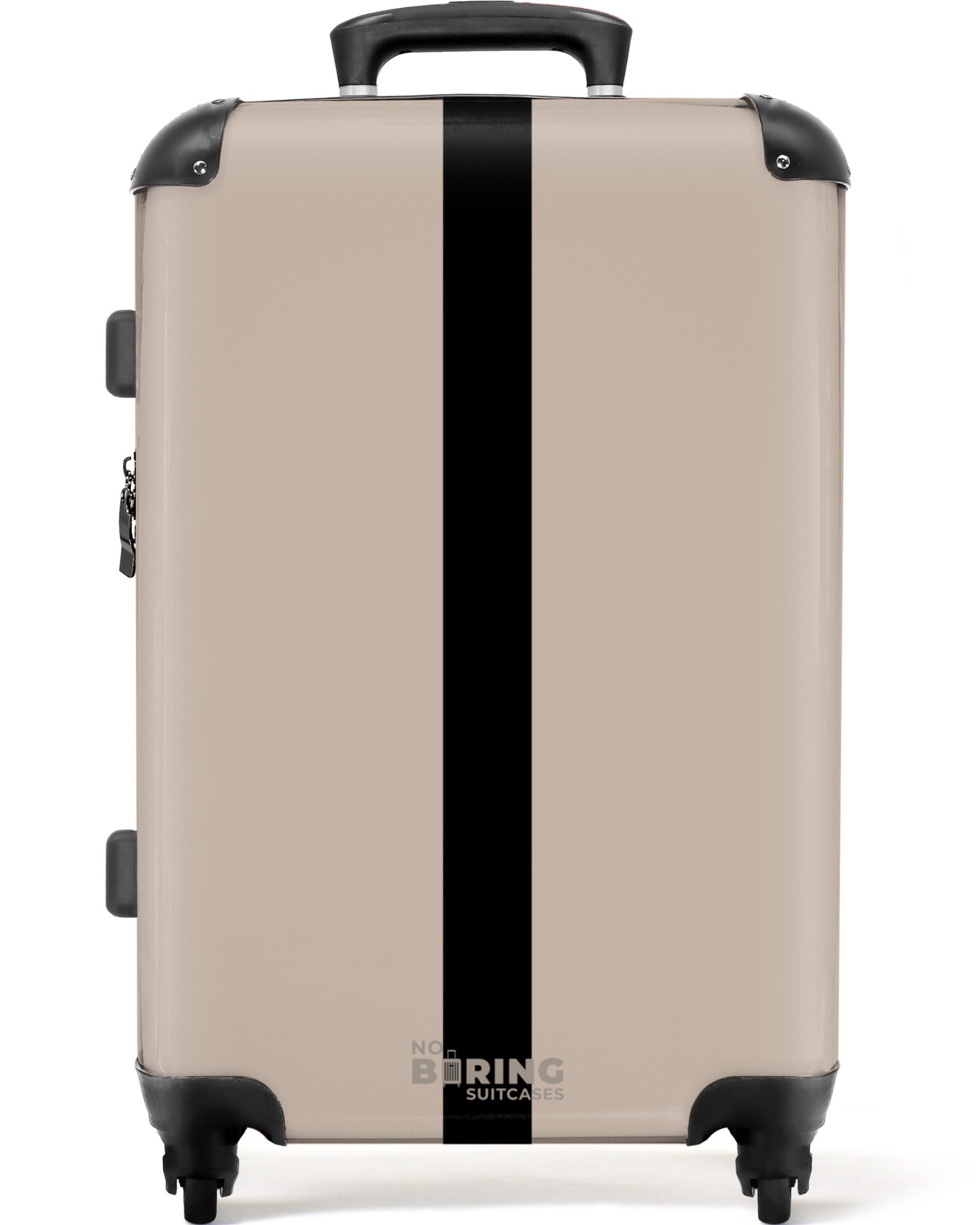NoBoringSuitcases.com© Hartschalen-Trolley Beige mit schwarzem Streifen günstig online kaufen