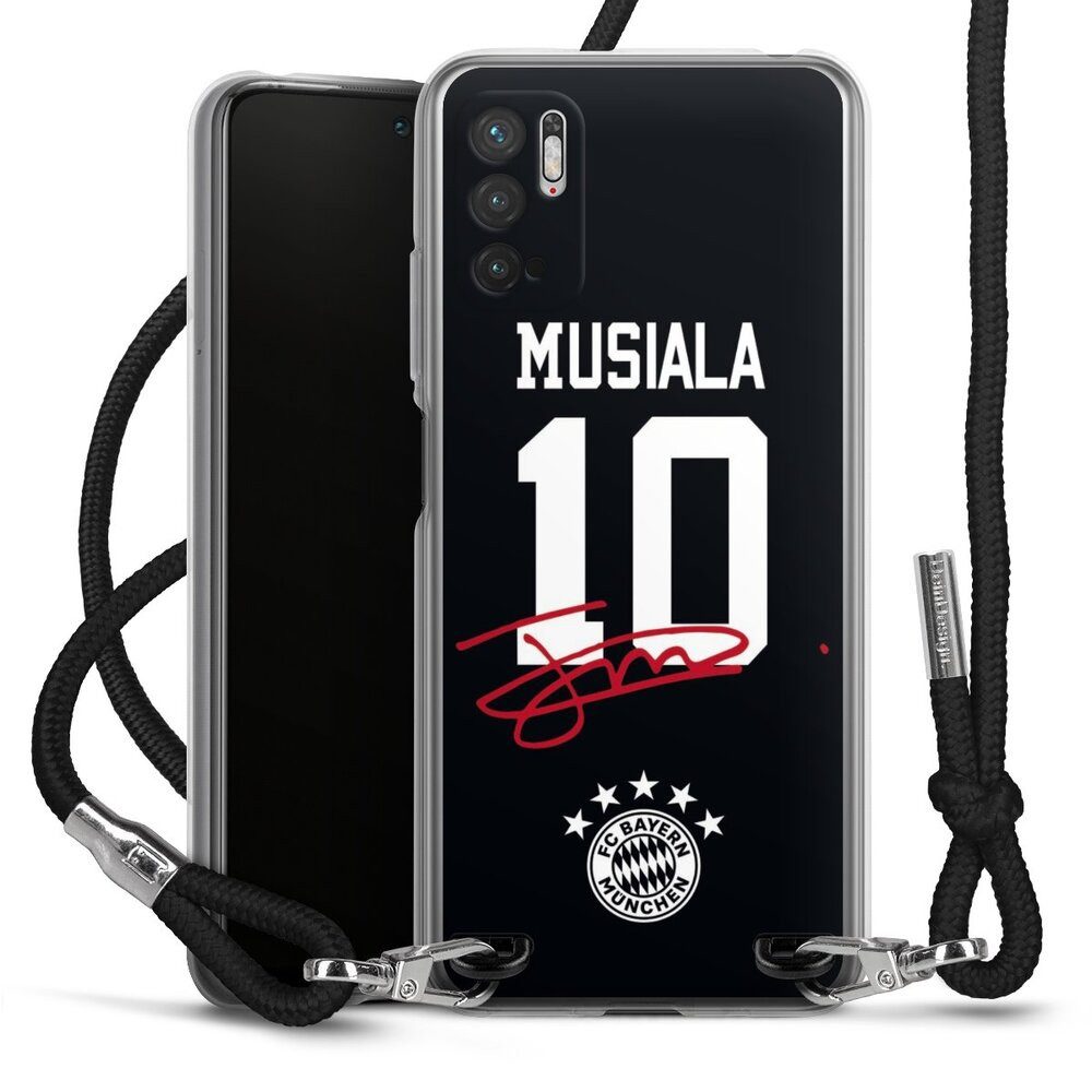 DeinDesign Handyhülle FC Bayern München Jamal Musiala FCB Musiala 10, Xiaomi Redmi Note 10 5G Handykette Hülle mit Band Case zum Umhängen