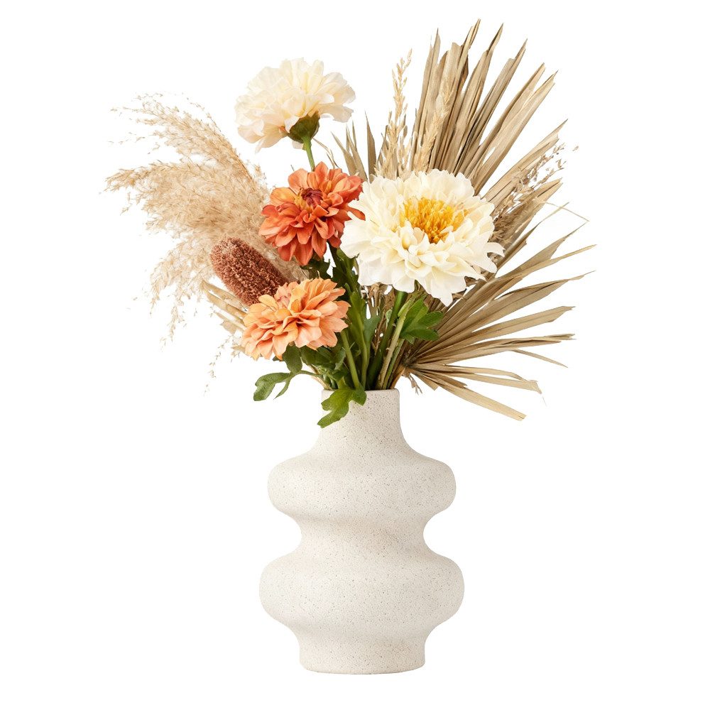 TUWENA Dekovase Keramik Vasen, Beige Moderne Dekorative Vase, Bohemian Dekorative Vase, Vase Matt für Trockene & Frische Blume, Vasen Deko für Heimdeko, Büro