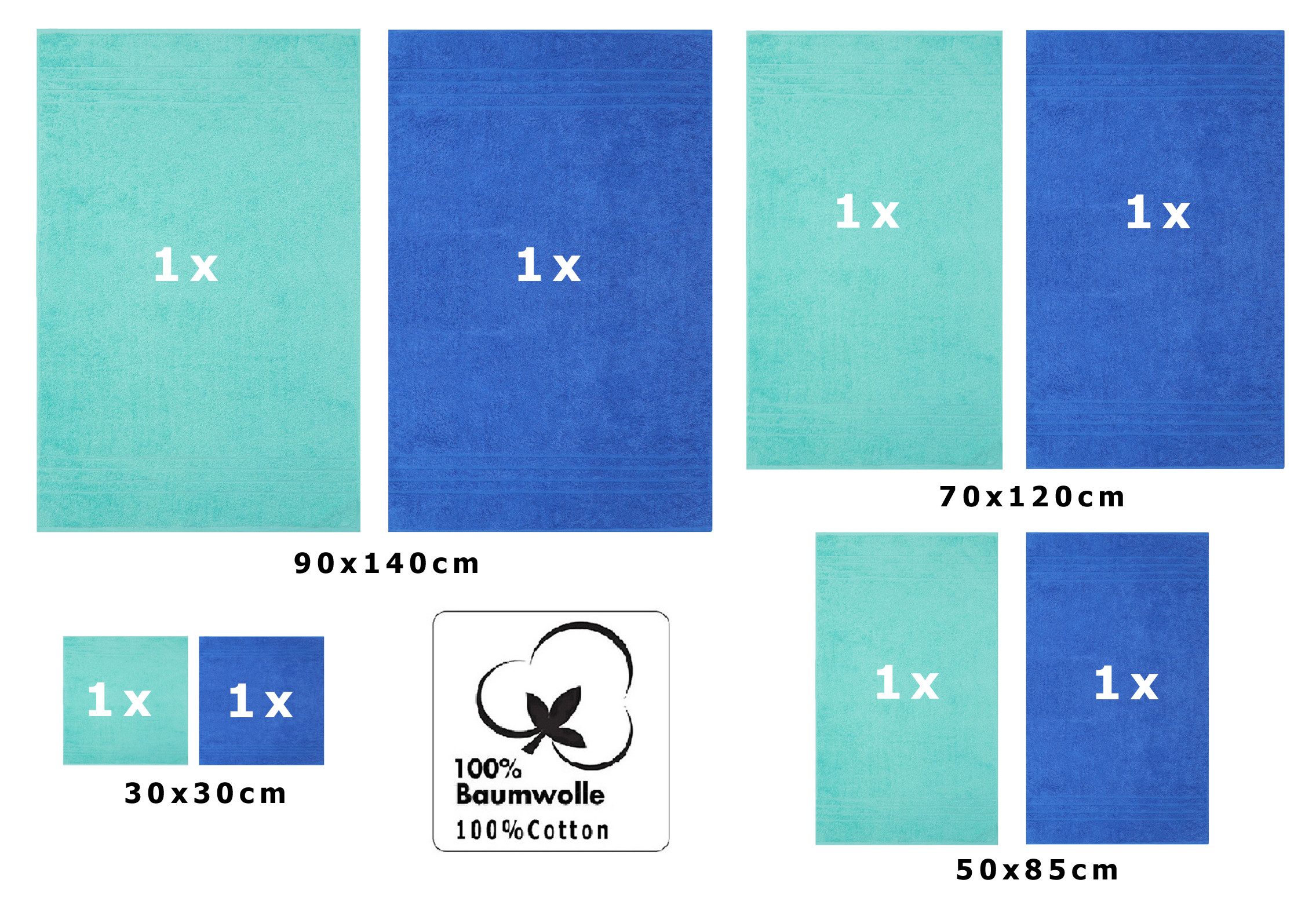 Betz Handtuch Set 8-TLG. Handtuch-Set Deluxe Farbe türkis und blau, 100% Ba günstig online kaufen