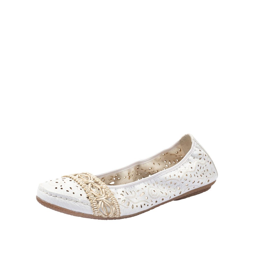 Rieker Ballerina Slipper, Flache Schuhe mit Rundum-Gummizug