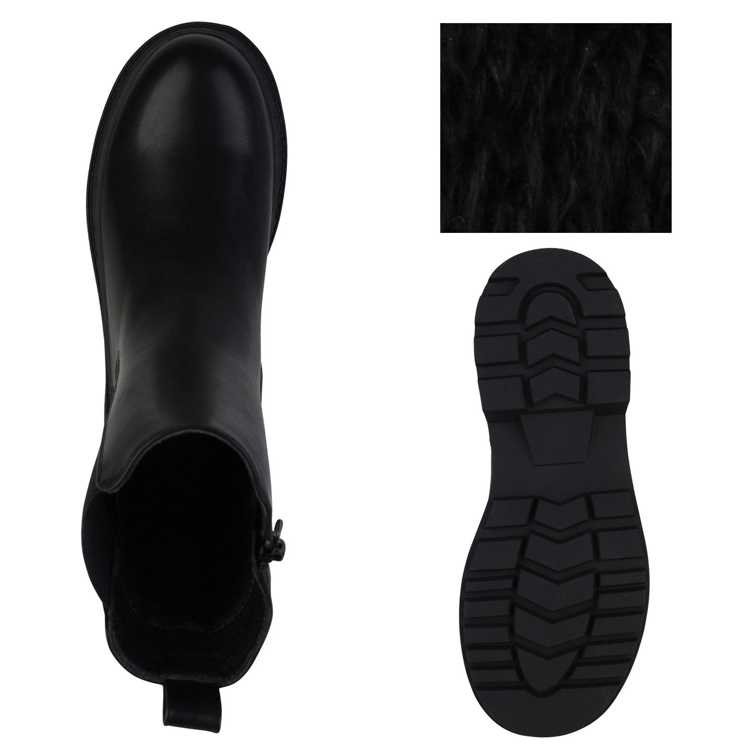 VAN HILL 839380 Plateaustiefelette Damen Leicht Gefütterte Plateau Boots Profil-Sohle