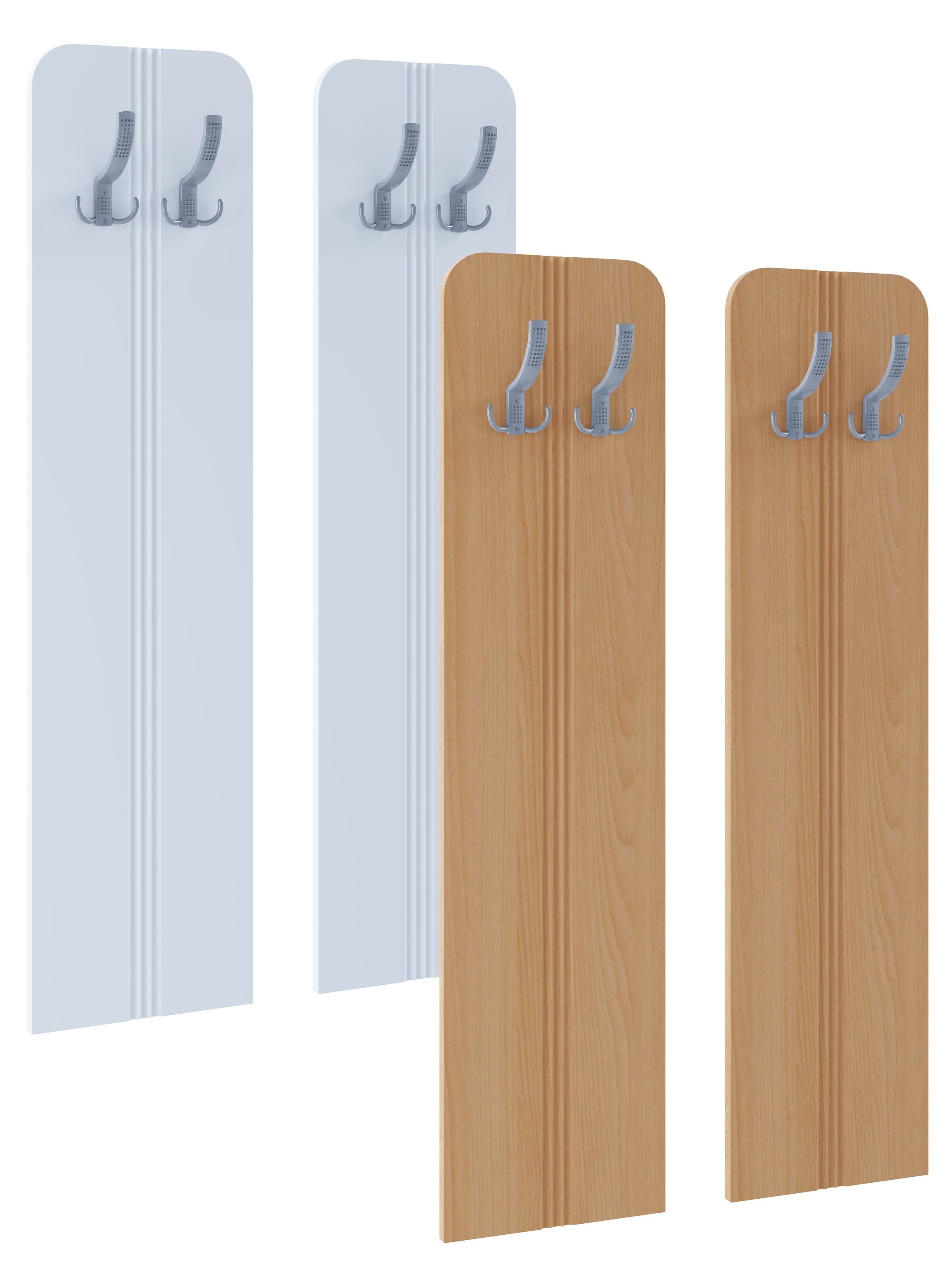 VCM Garderobenschrank Holz Set Dielenmöbel Gardeobe Kleiderhaken Balia (1-St) Weiß