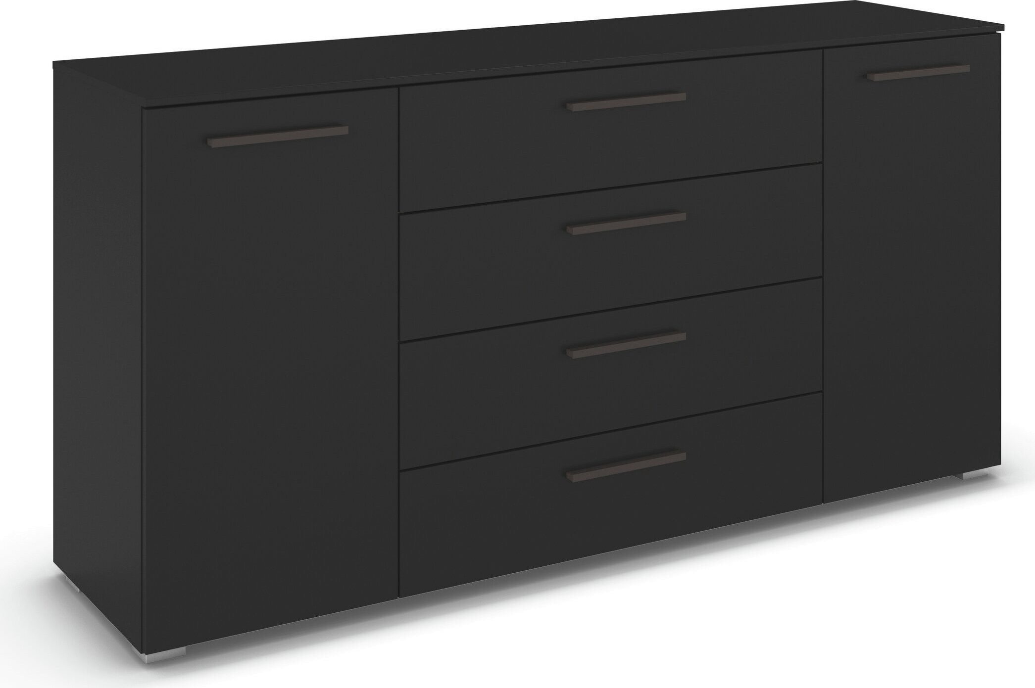 rauch Kombikommode Sideboard Schubkommode Kommode MONTCLAR Front Dekor/Hochglanz/Glas (Breite 160 / Höhe 81 cm, 2 Einlegeböden, inkl. Soft-Close-Funktion), 2-türig, 4 geräumige Schubladen, viele Griffvarianten MADE IN GERMANY
