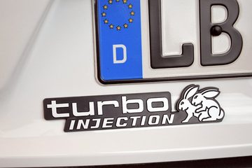 HR Autocomfort Typenschild 3D Schild Relief Emblem TURBO INJECTION Rabbit Double 20 cm selbstklebend