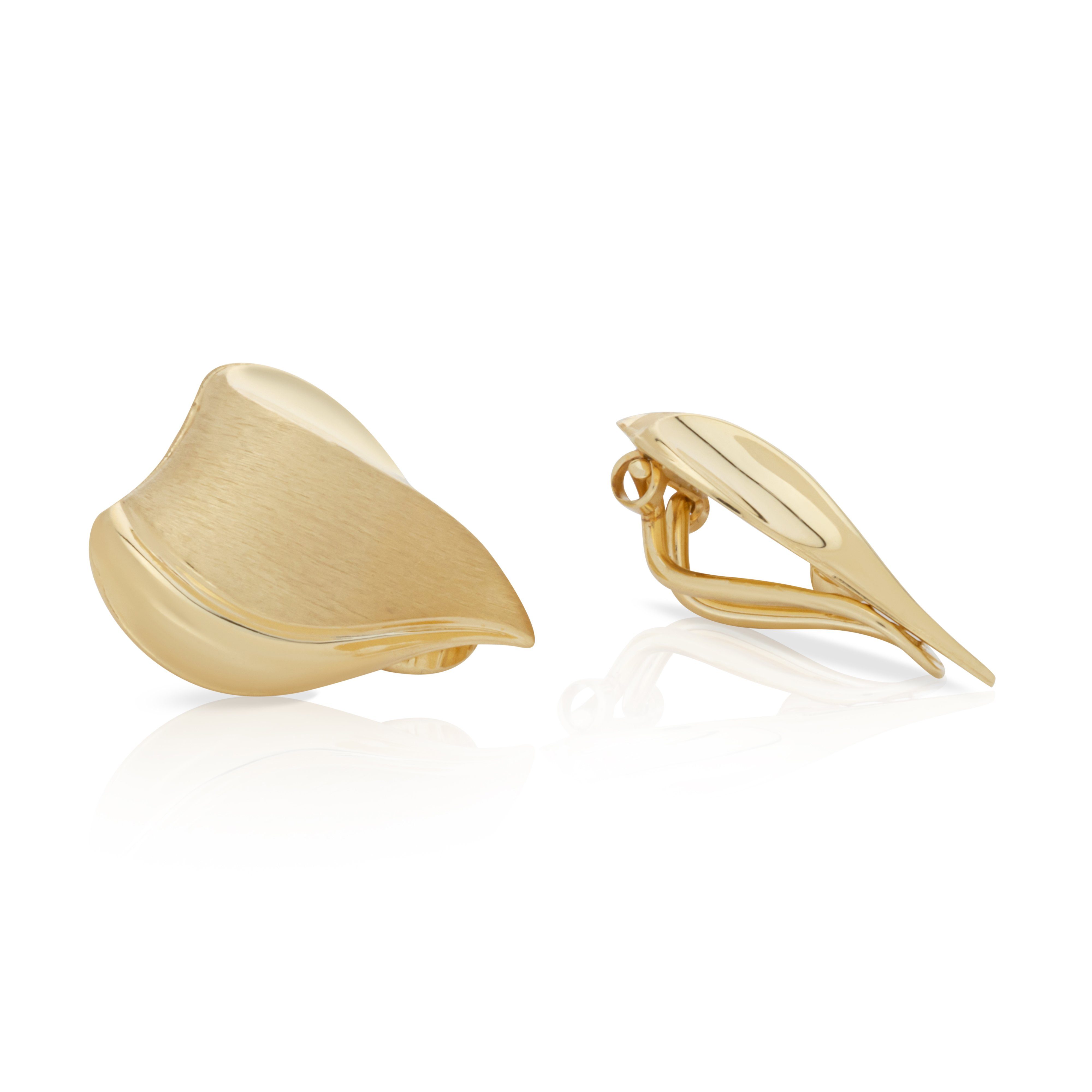 NKlaus Paar Ohrclips Paar 333 Gelb Gold 8 Karat Ohrclip Teilmatt 16x11m
