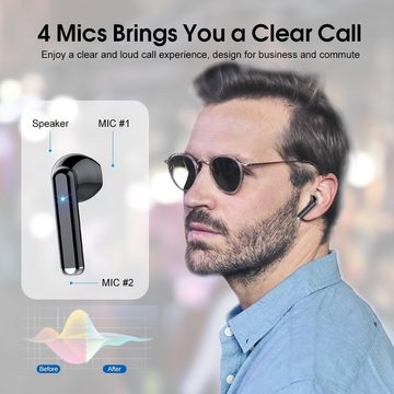 OYIB 2023 Neue Bluetooth 5.3 Kabellos mit 4 ENC Mikro, Immersiver HiFi In-Ear-Kopfhörer (Geräuschunterdrückung für klare Anrufe und störungsfreies Hörvergnügen., Touch Control Ohrhörer mit LED Anzeige, 25H, IPX7 Wasserdicht)