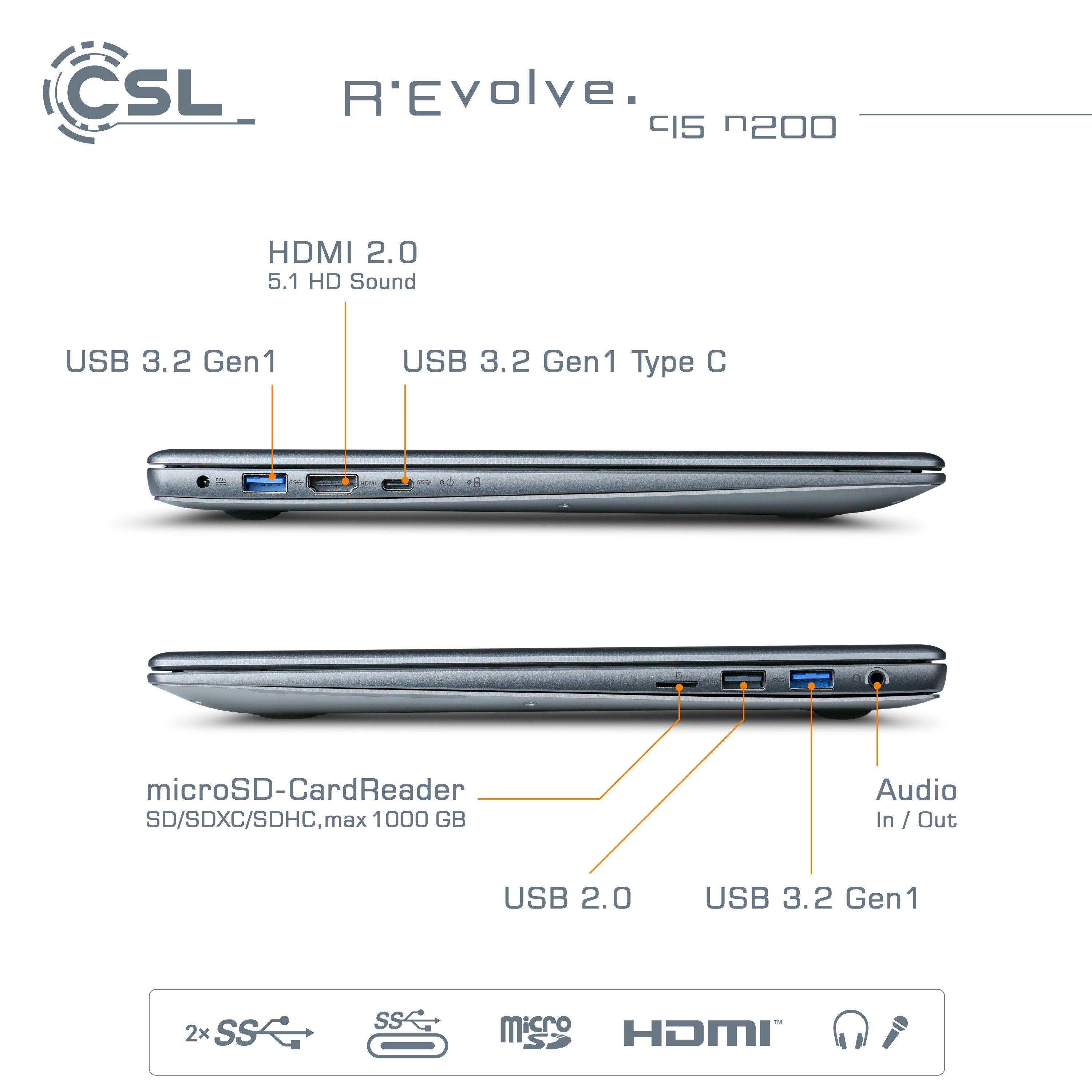 CSL R'Evolve C15 v3 Notebook (39,6 cm/15,6 Zoll, Intel N-Reihe N200, UHD Graphics, 8 GB, 1000 GB SSD)