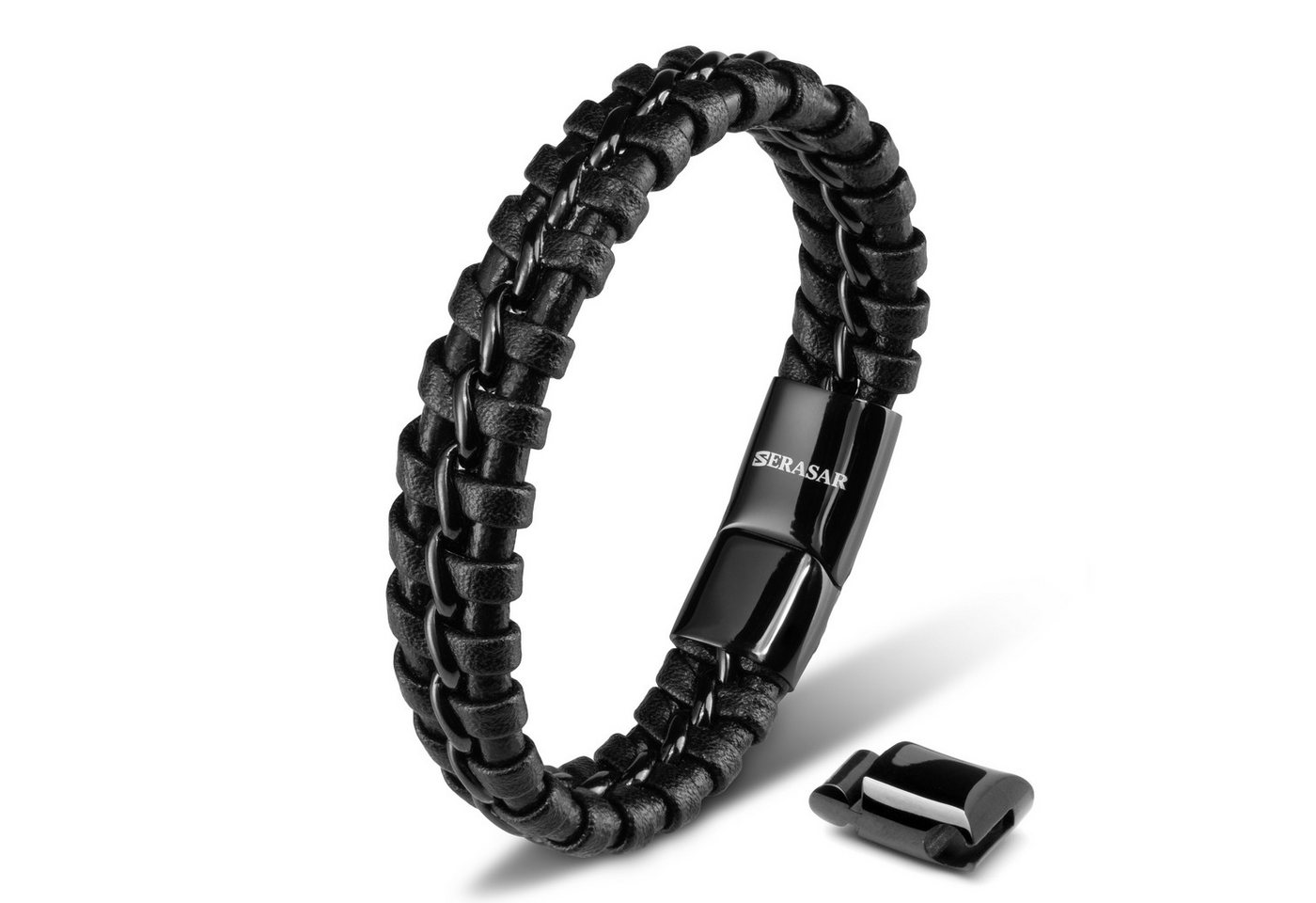 SERASAR Lederarmband Leder Herrenarmband "Joy" (Klassisch, elegant, casual, 1-tlg), aus Echtleder, Länge durch extra Glied verstellbar
